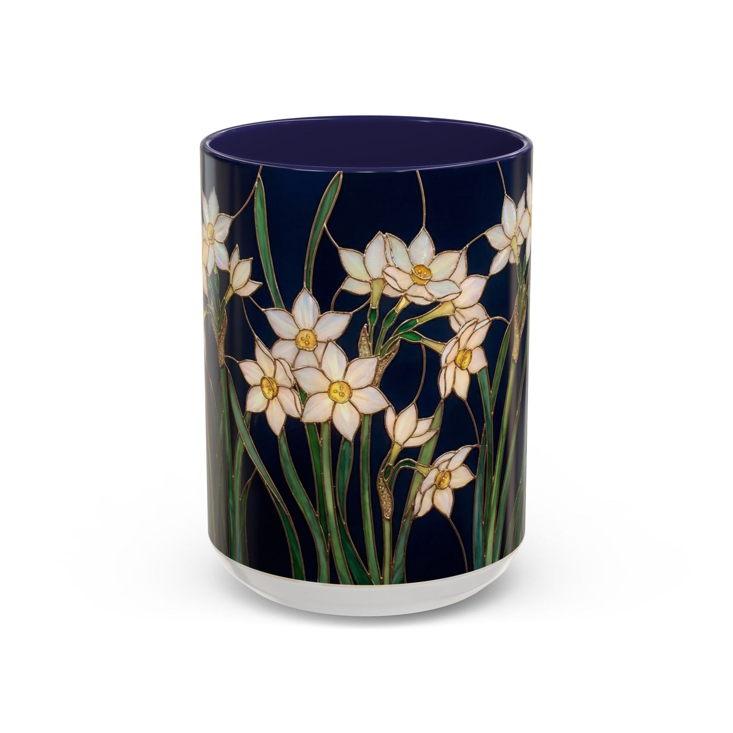 Narcissus Bloom Accent Coffee Mug — Stained Glass Design 11/15oz - 14597
