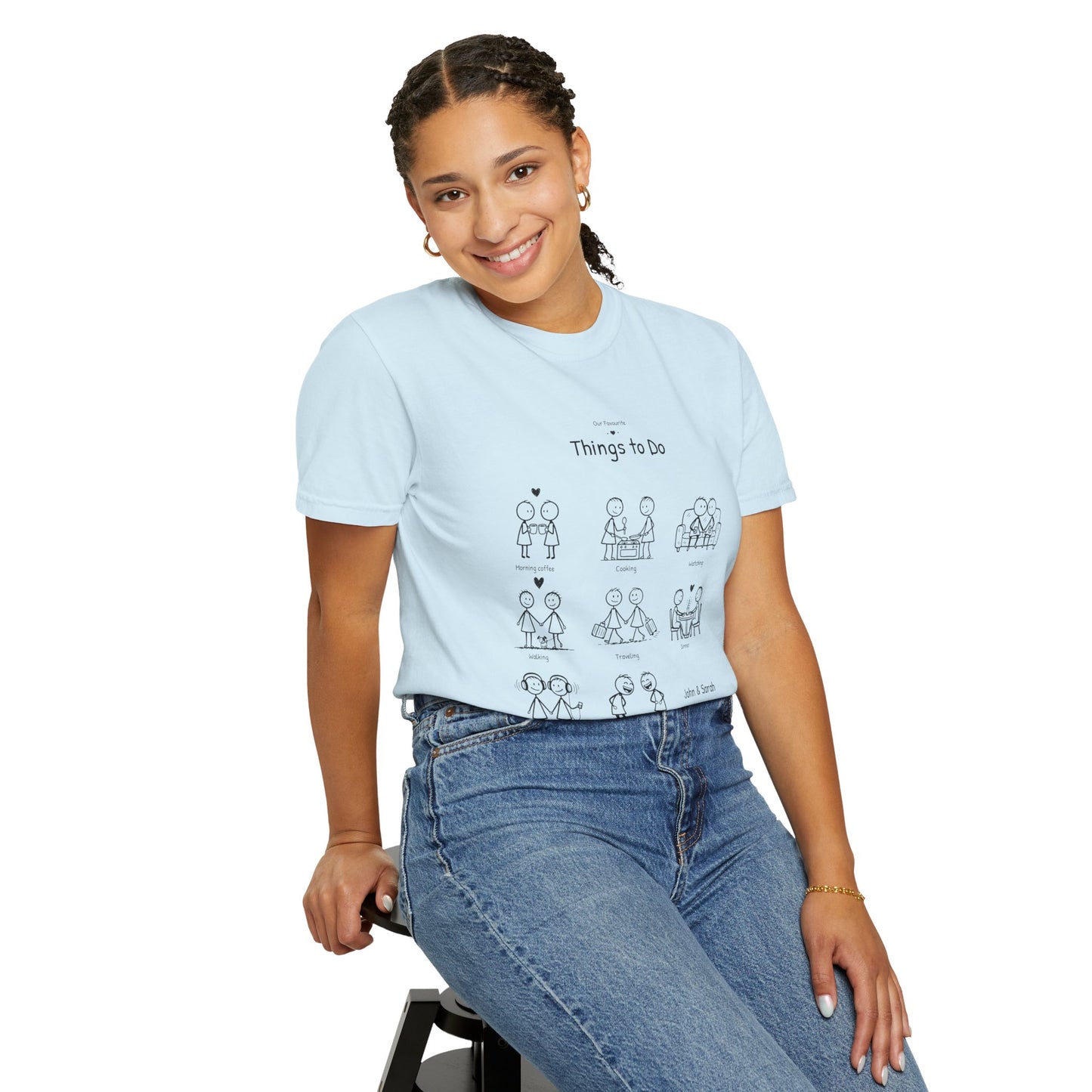 Our Favourite Things to Do Together – Personalised Valentine’s Illustration T-Shirt Gift - 14723