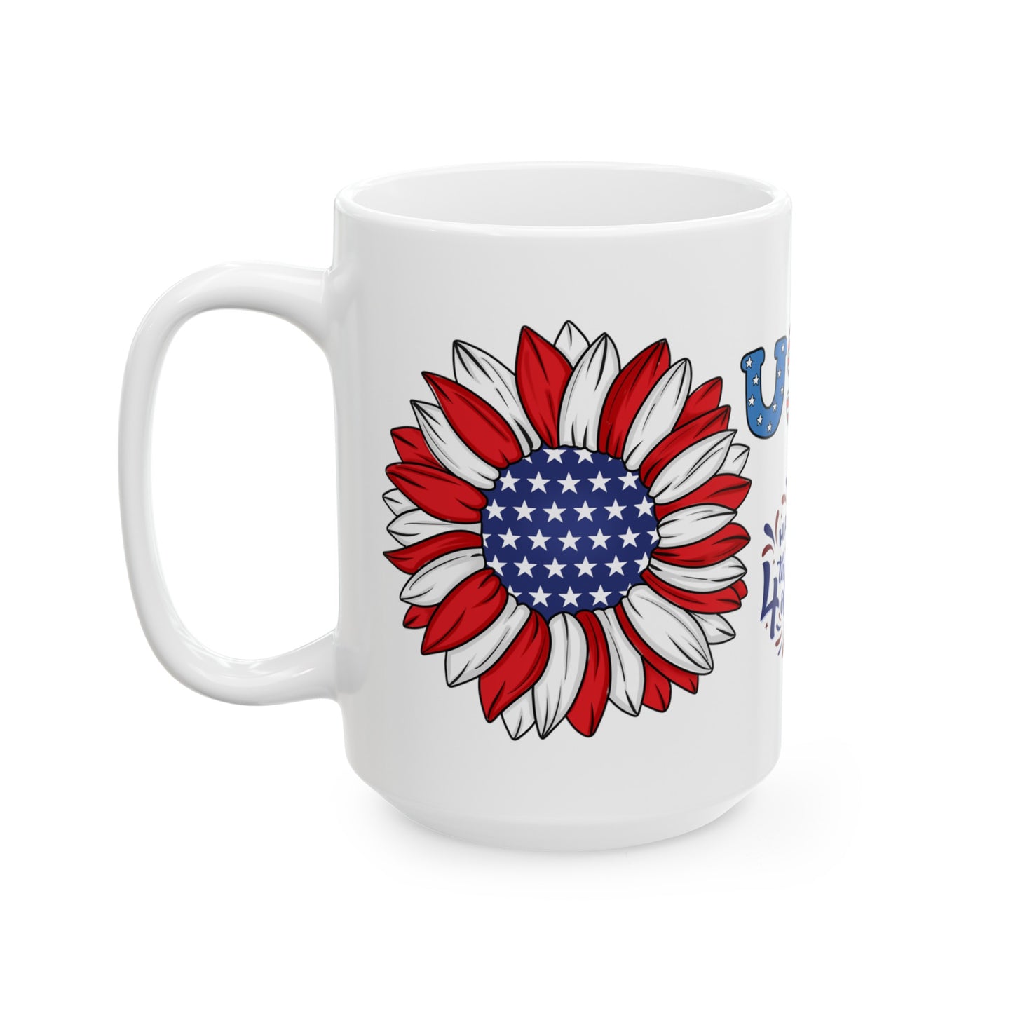 July 4, Sunflower & Butterfly - Ceramic Mug, (11oz, 15oz)