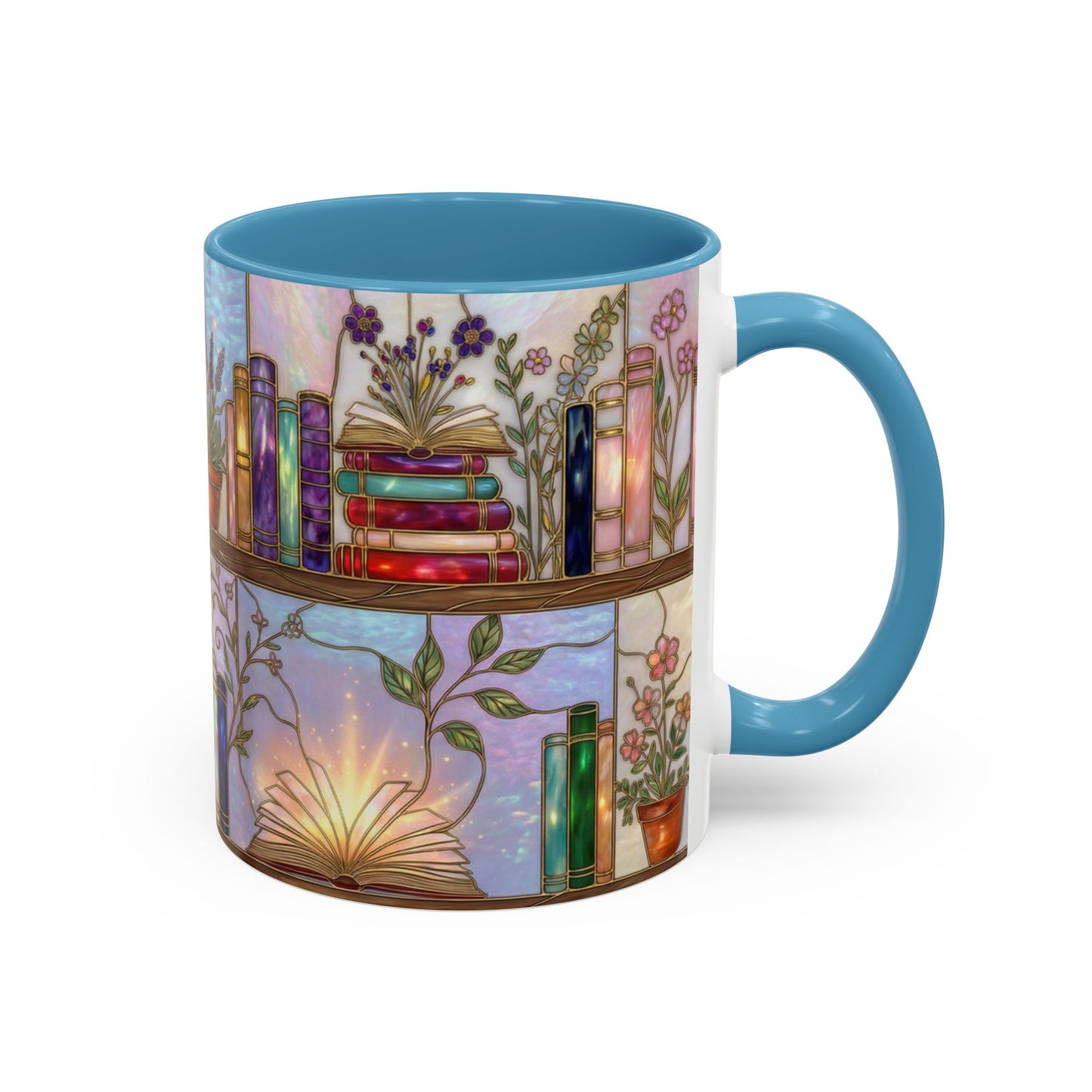 Magic Book Shelf Accent Coffee Mug — Stained Glass Design (11/15 oz) - 14529