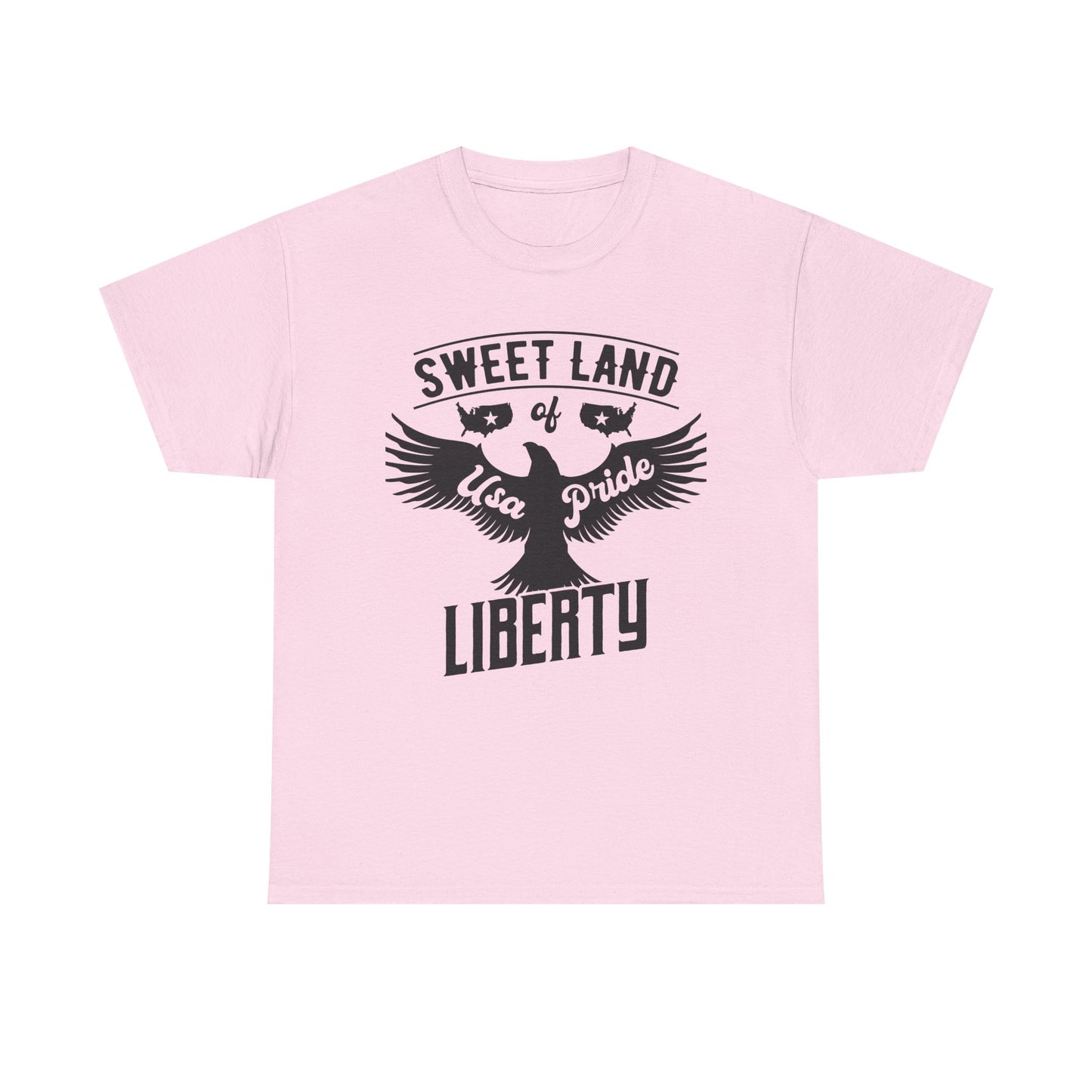 Sweet Land of Liberty Design, Unisex Heavy Cotton Tee: Patriotic T-shirt, Gift for Freedom Lovers, Casual Wear, Independence Day Shirt - 13492