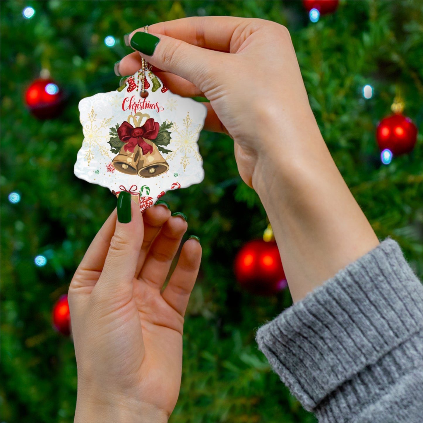 Christmas Bell - Ceramic Ornament, 4 Shapes