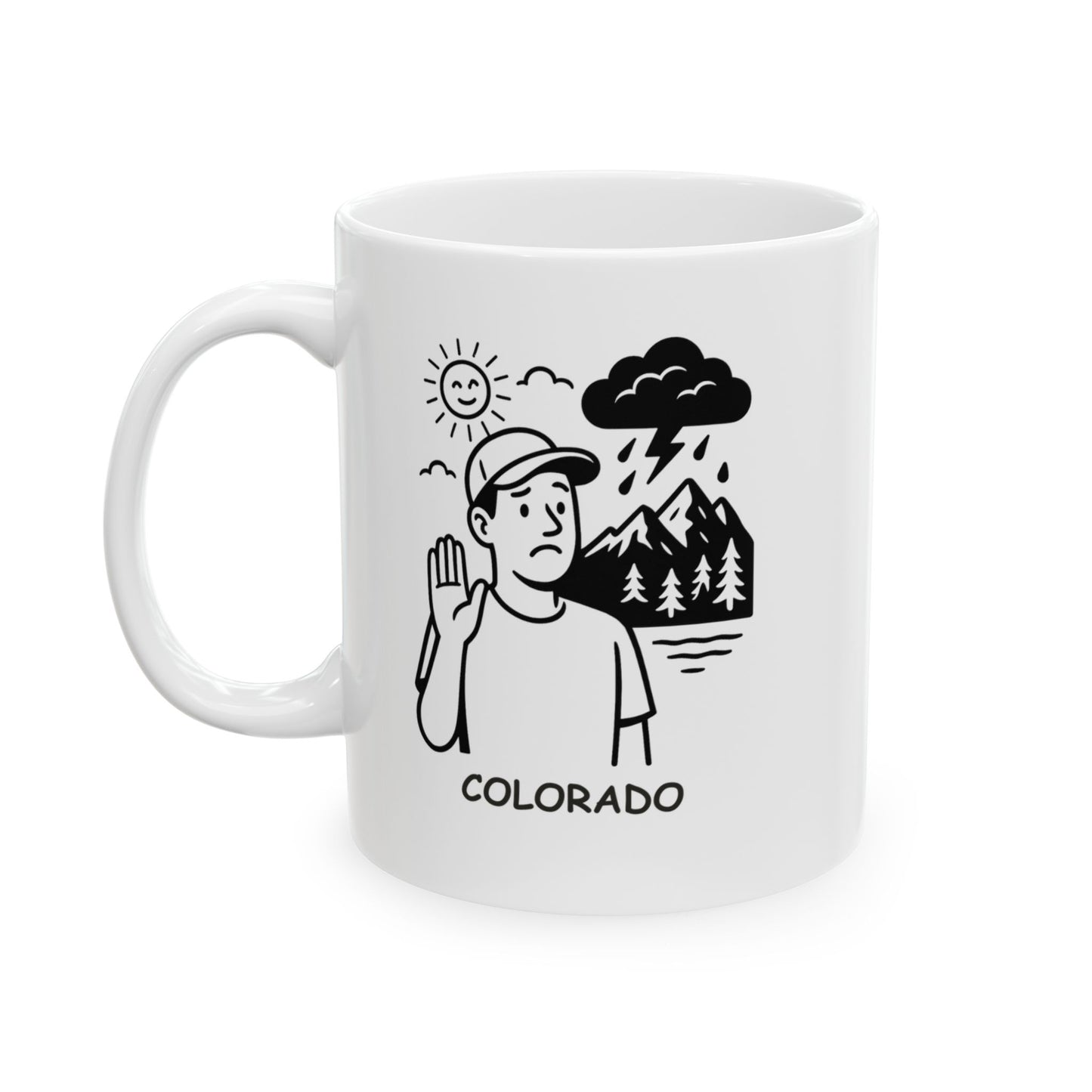 "If you don’t like the weather in Colorado, wait five minutes—unless you’re in the mountains." Ceramic Mug - 13426