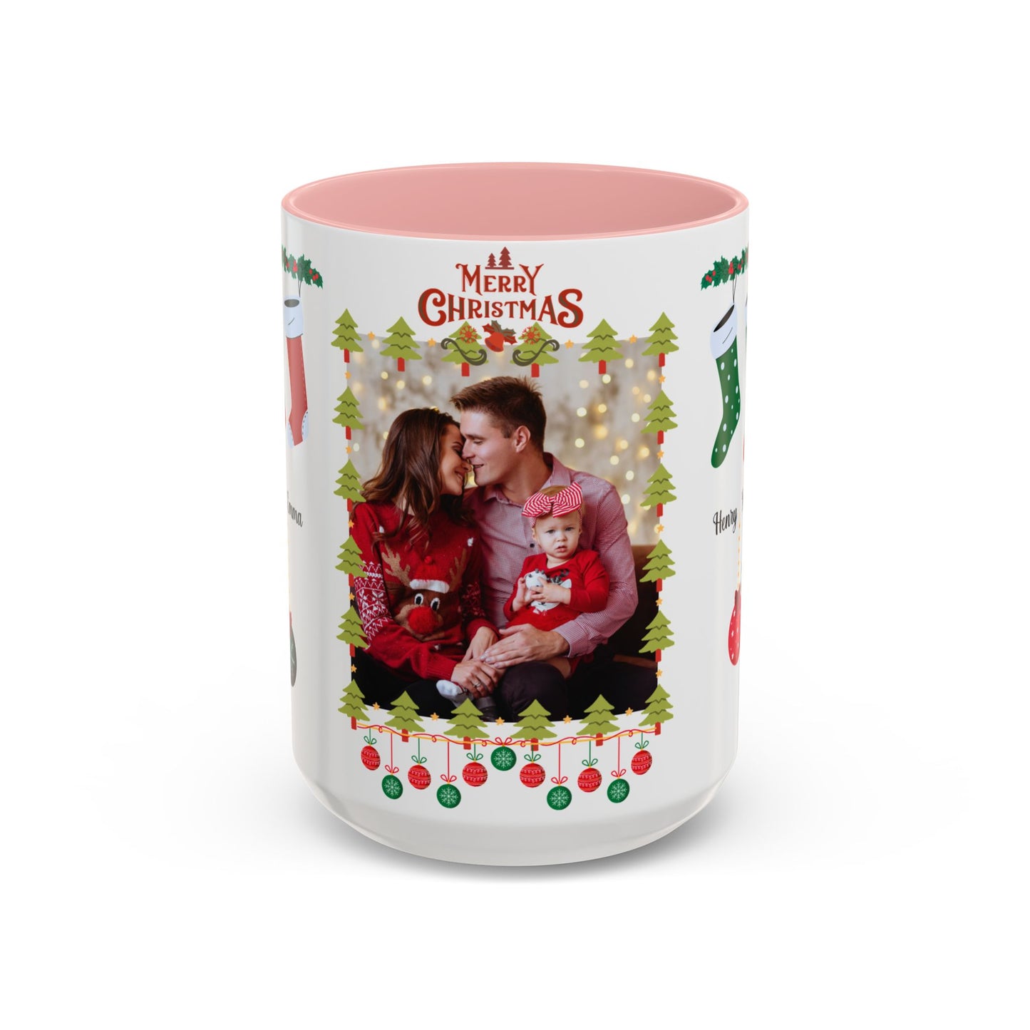 Christmas, Family Photo, Customizable, Accent Coffee Mug (11, 15oz)