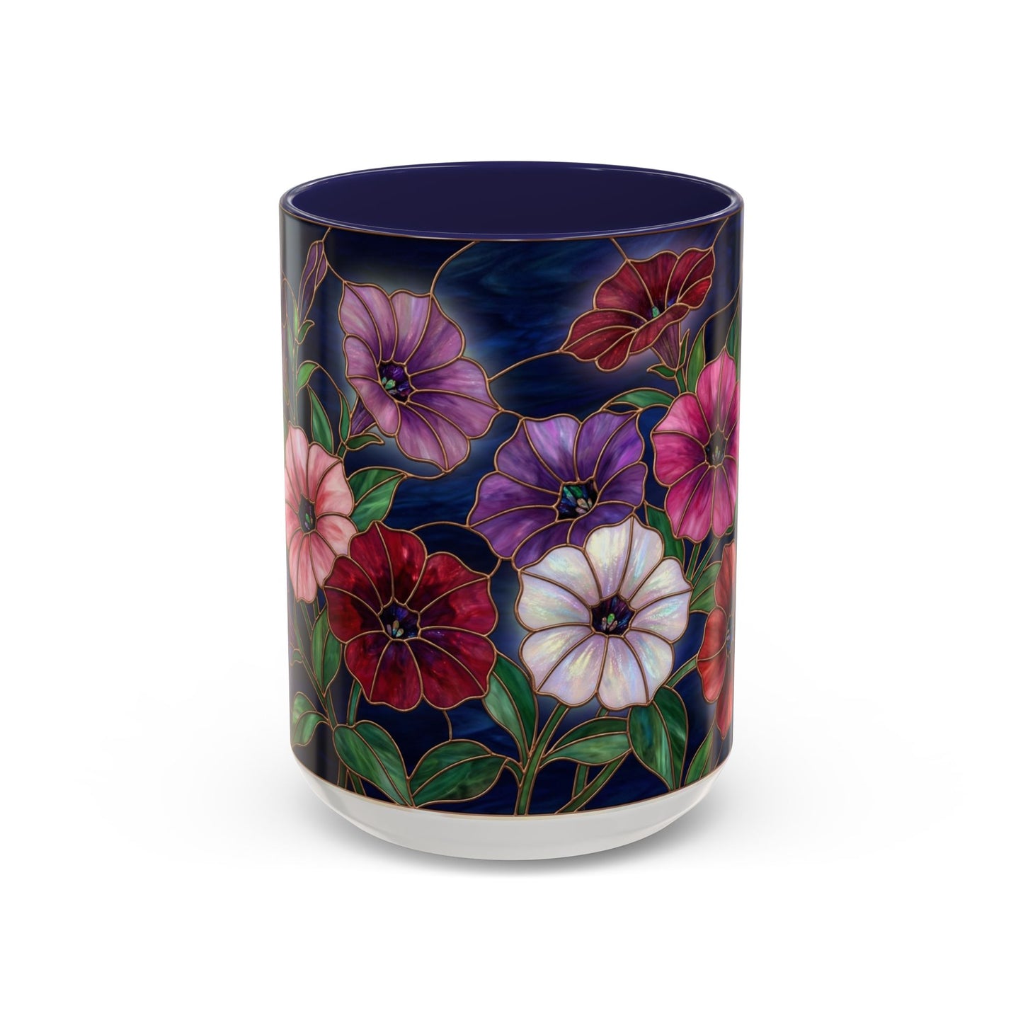 Petunia Floral Accent Coffee Mug – Stained-Glass  Design (11/15oz) - 14581