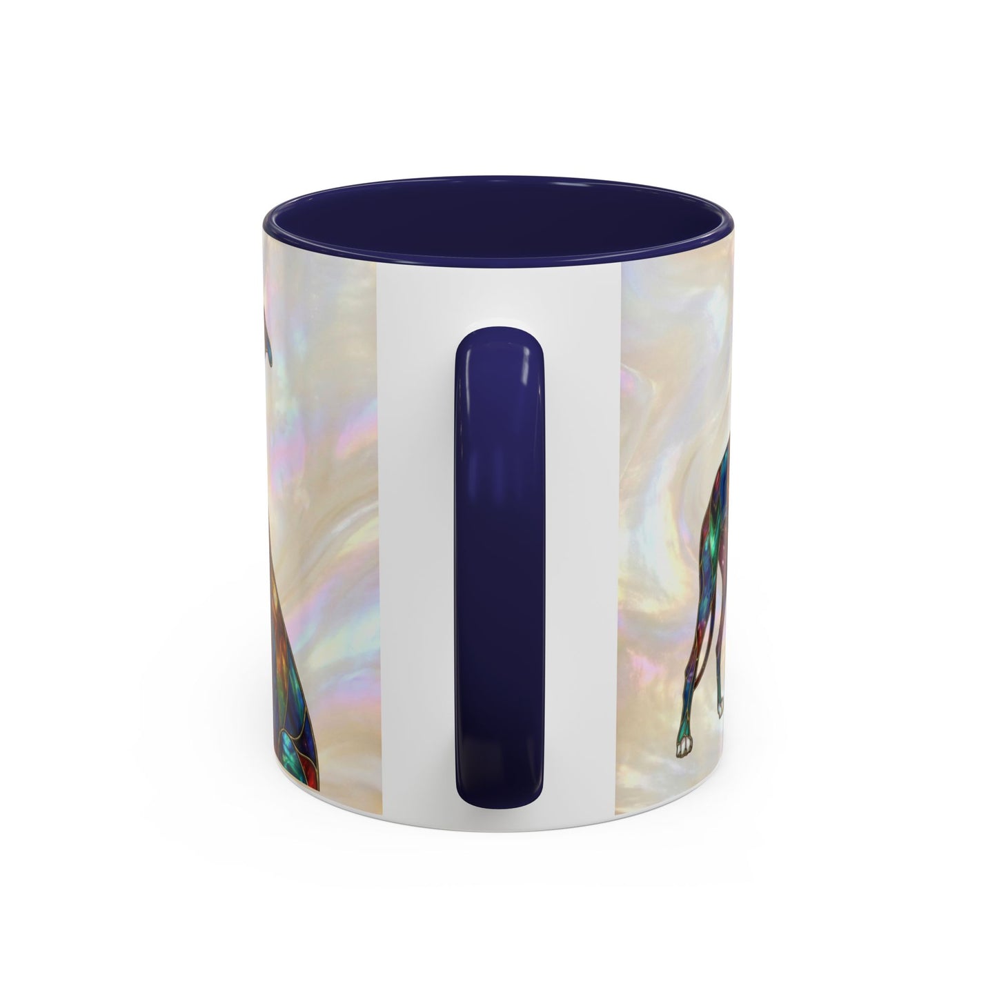Personalized Greyhound Coffee Mug – Stained Glass Dog Accent Mug (Name Customizable)  - 14523