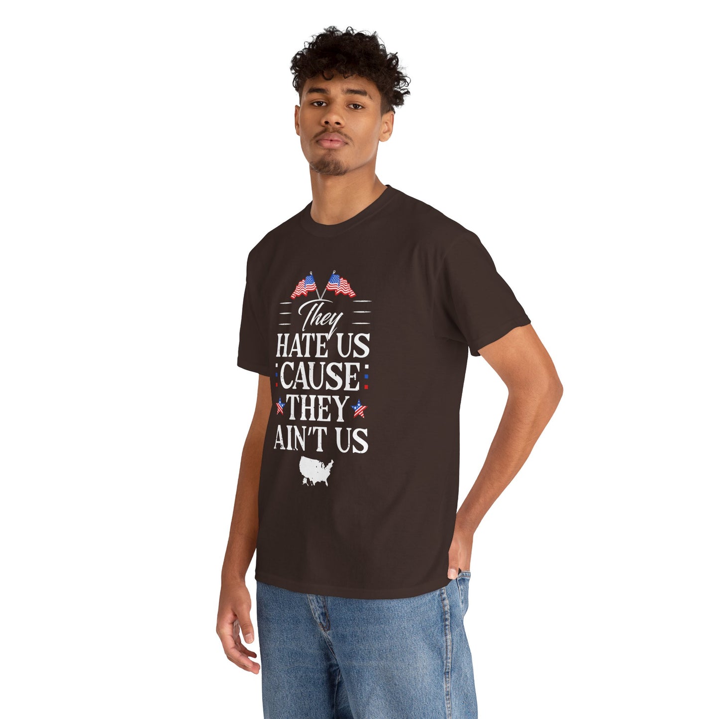 Patriotic Unisex Heavy Cotton Tee - 'They Hate Us Cause They Ain't Us' - Gift for Freedom Lovers, Casual Wear, Independence Day - 13651