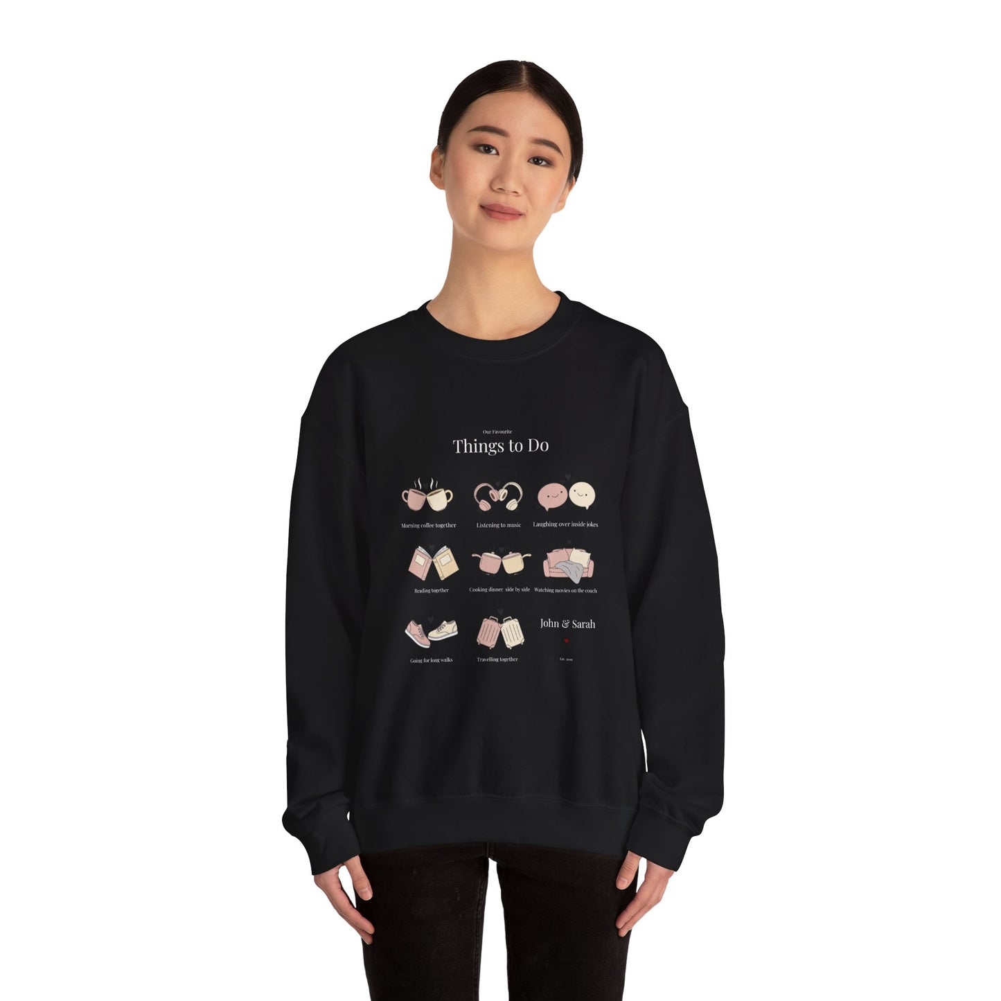 Our Favourite Things to Do Together – Personalised Illustration Crewneck Sweatshirt | Valentine’s Gift - 14726