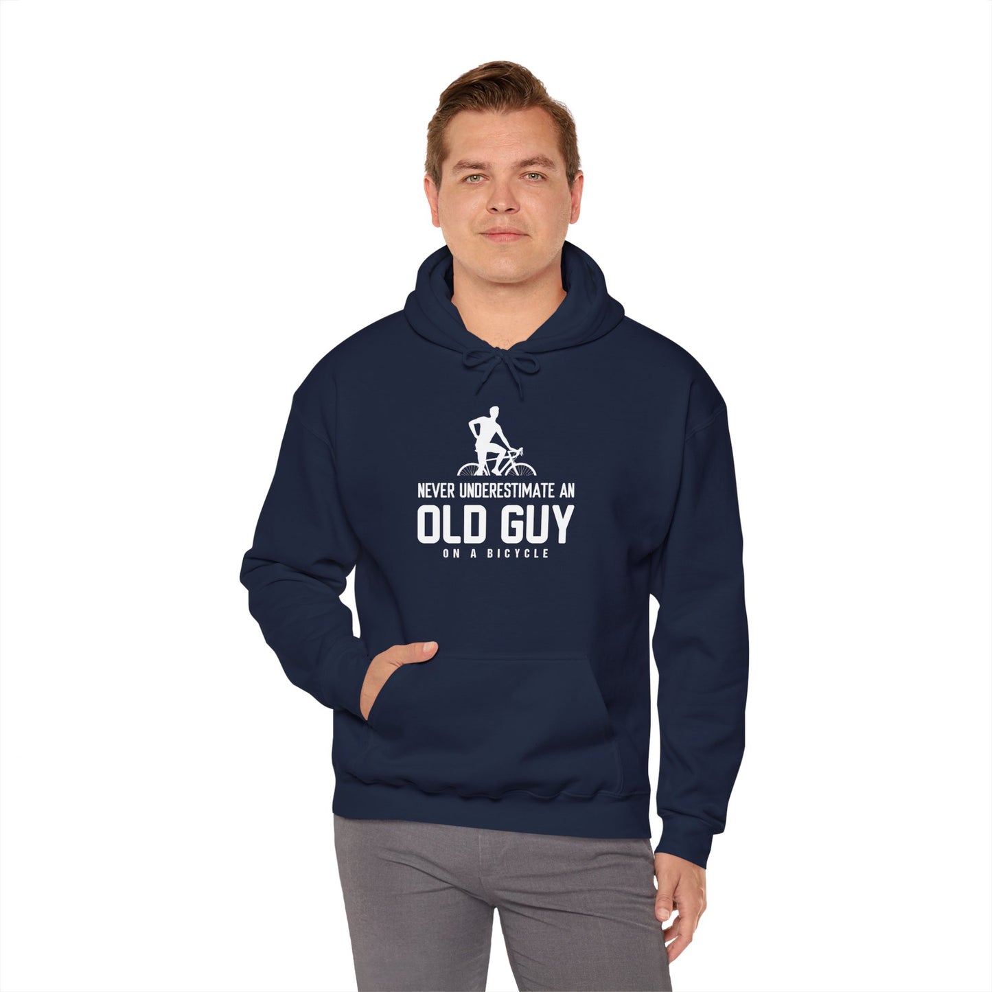 Never Underestimate An Old Guy On A Bicycle - Unisex Heavy Blend™ Hooded Sweatshirt