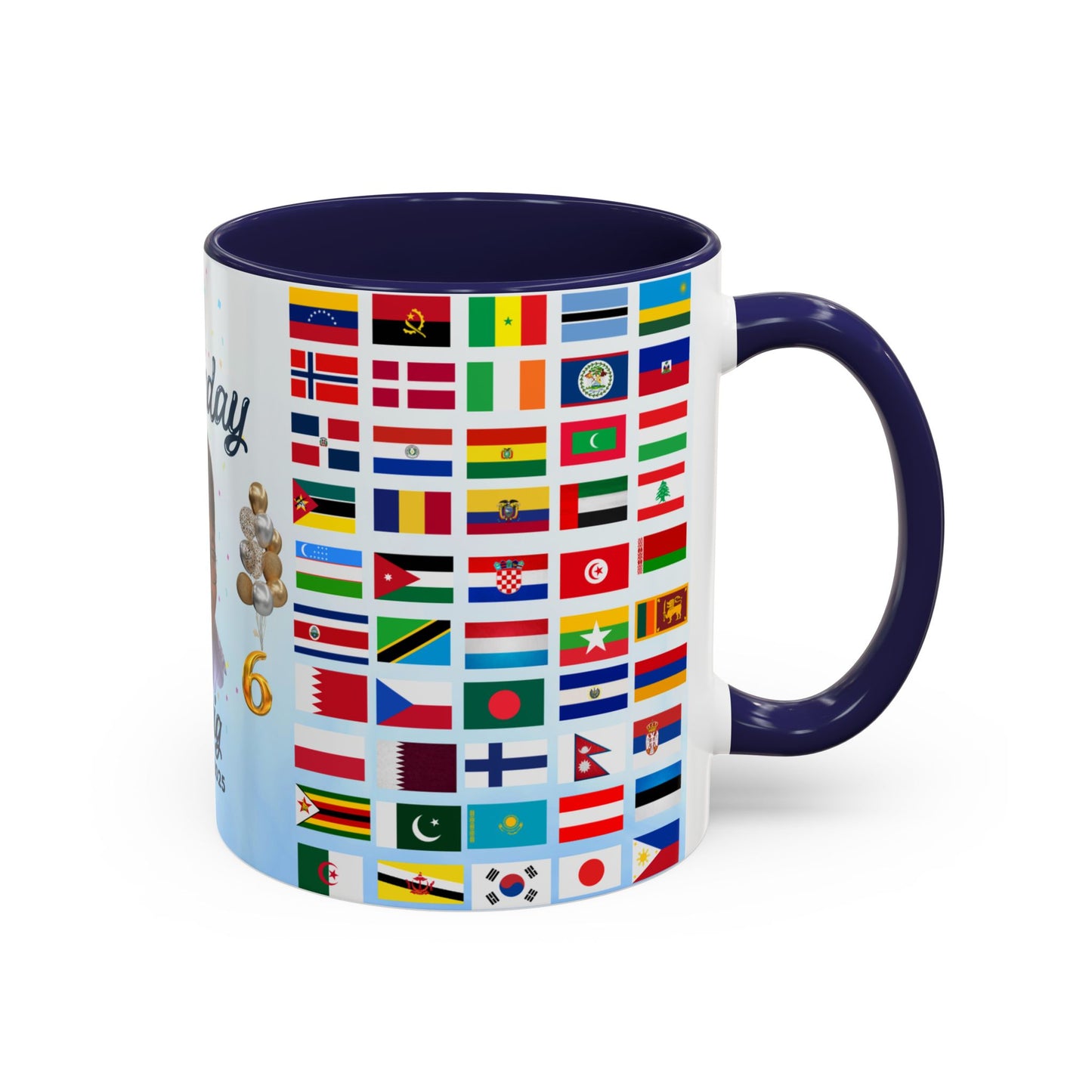 Kids, Happy Birthday, World Flag Fan, Details Customizable - Accent Coffee Mug (11, 15oz) - 11232