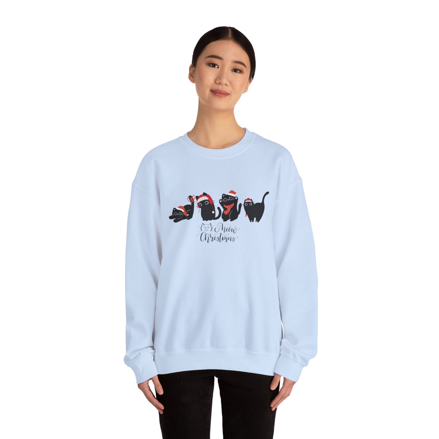 Black Cats, Meow Christmas - Unisex Heavy Blend™ Crewneck Sweatshirt - 10044