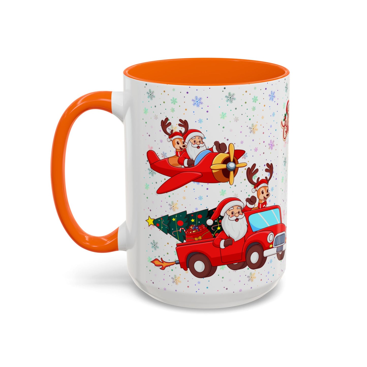 Christmas Party, Santa, Snowman, Reindeer - Accent Coffee Mug (11, 15oz) - 10426