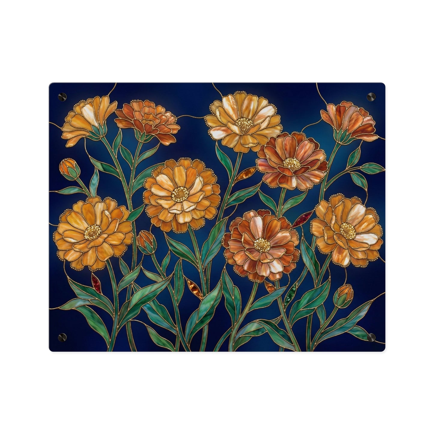 Marigold Bloom Acrylic Wall Art Panel — Botanical Floral Home Decor - 14608