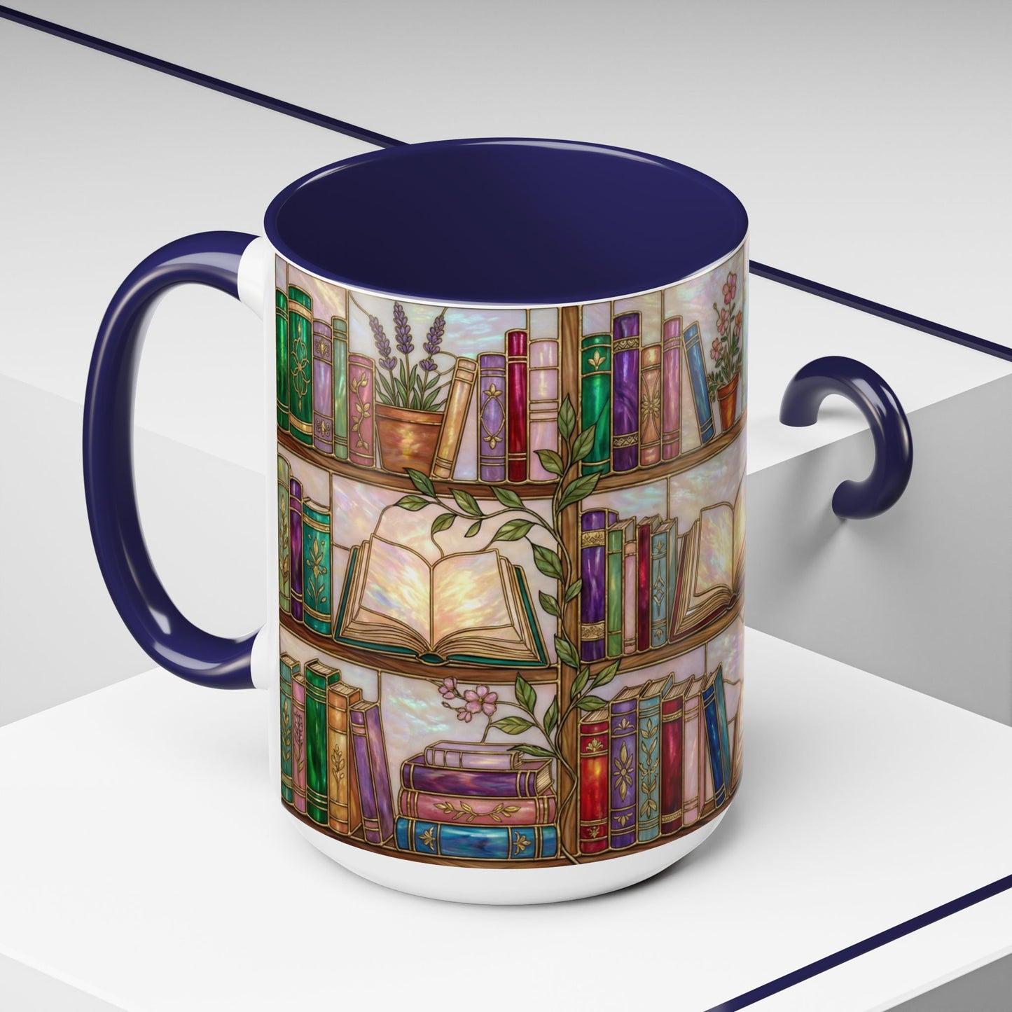 Bookish Accent Coffee Mug — Stained Glass Design (11/15 oz) - 14528