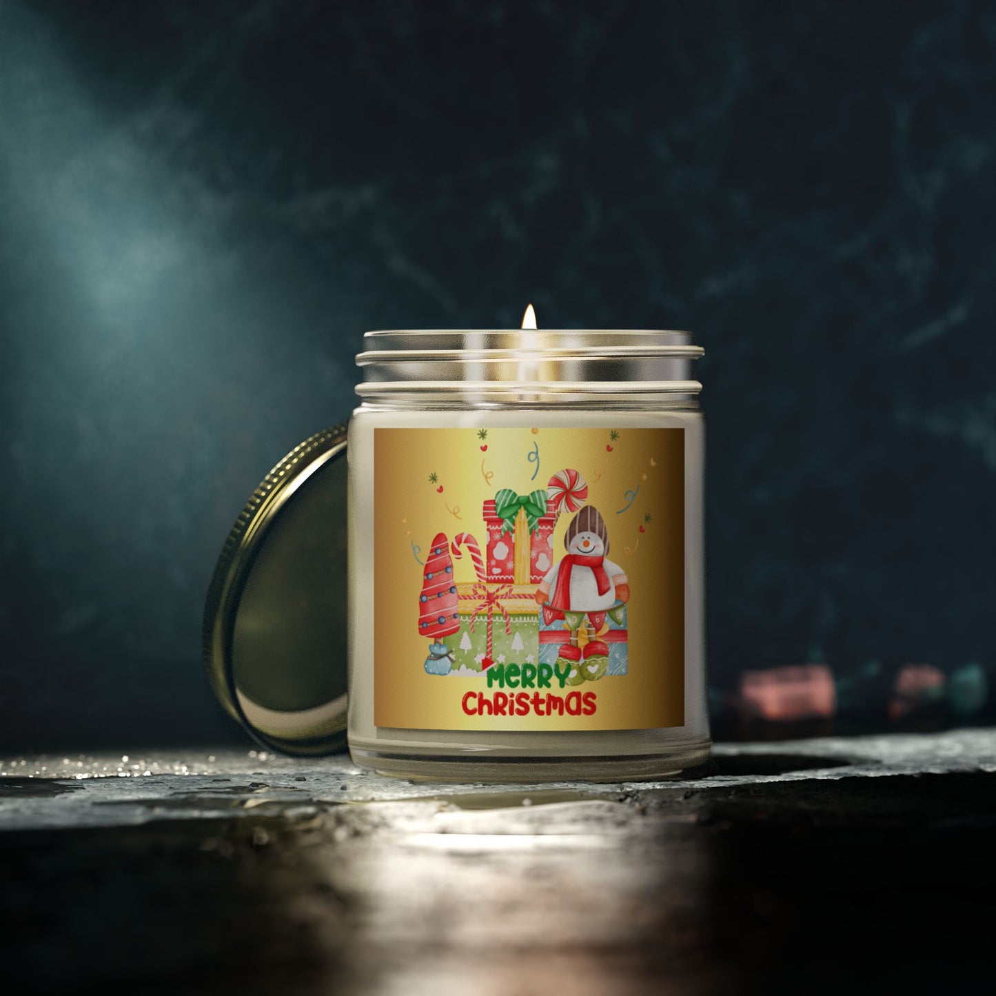 Merry Christmas  - Scented Candles, Coconut Apricot Wax (4oz, 9oz) - 10110