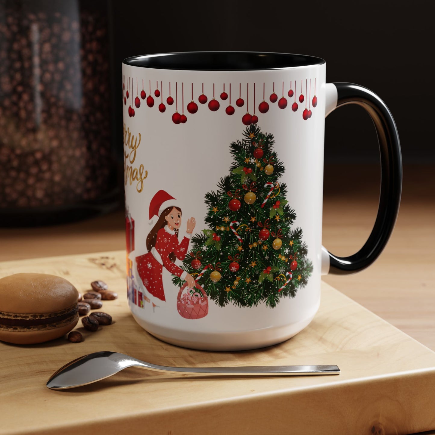 Merry Christmas - Accent Coffee Mug (11, 15oz)