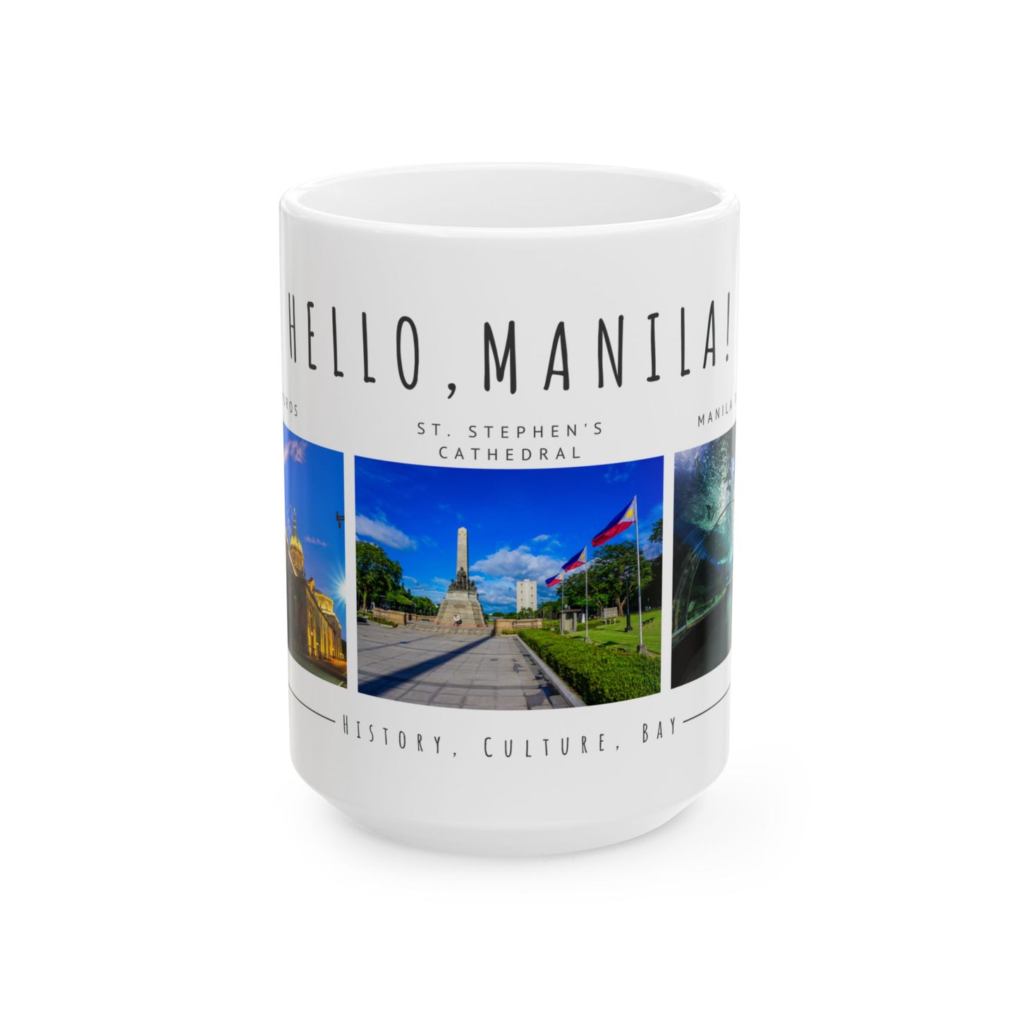 Hello Manila! Ceramic Travel Mug - 11oz/15oz - Perfect Coffee Cup for Culture & History Lovers - 12167
