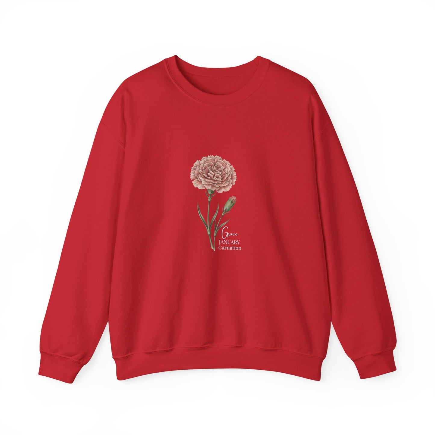 January Carnation Crewneck Sweatshirt — Customizable - 14673