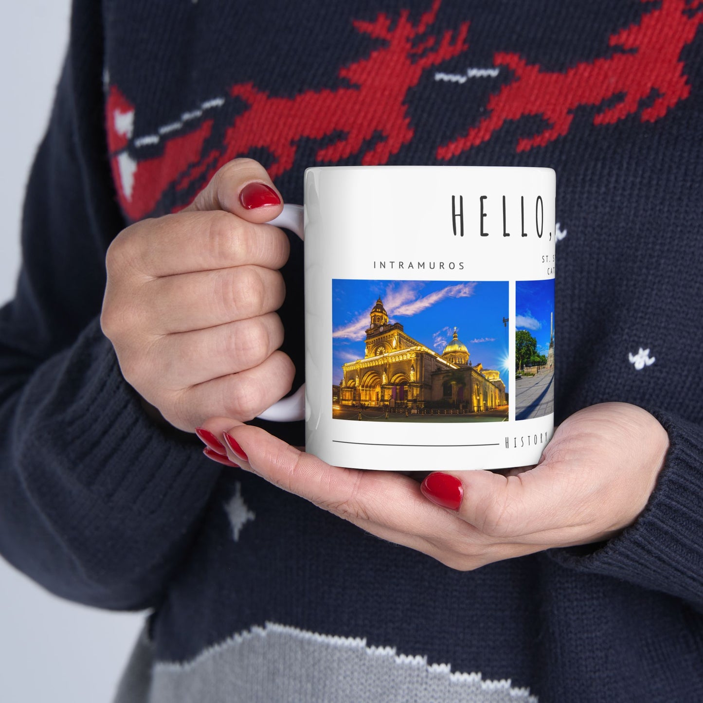 Hello Manila! Ceramic Travel Mug - 11oz/15oz - Perfect Coffee Cup for Culture & History Lovers - 12167