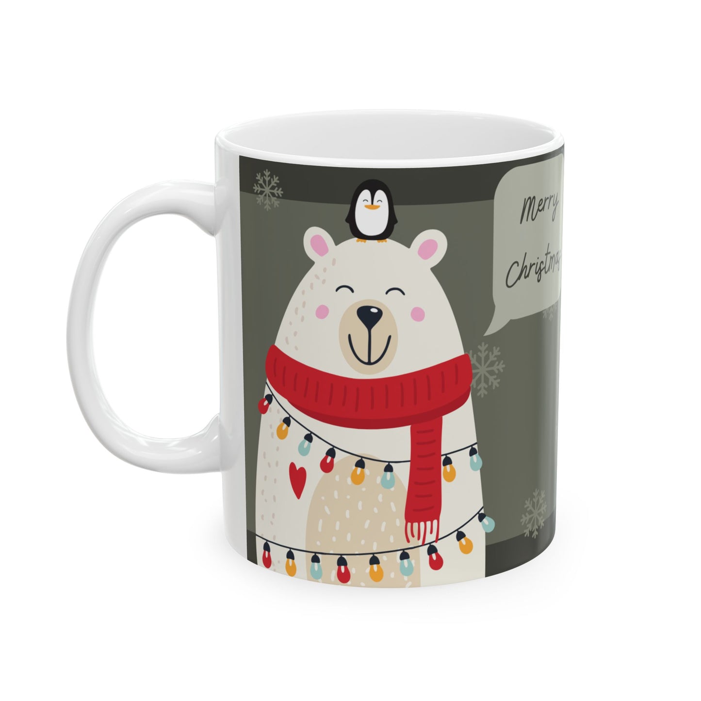 Dog & Penguins, Merry Christmas - Ceramic Mug, (11oz, 15oz) - 10912