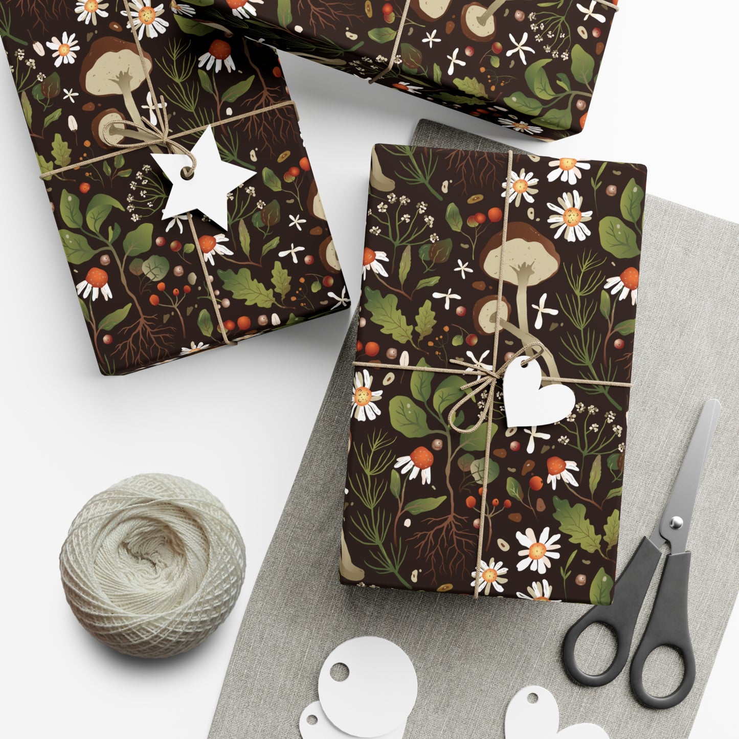 Dark Brown, Mushroom Pattern - Gift Wrap Papers - 10365