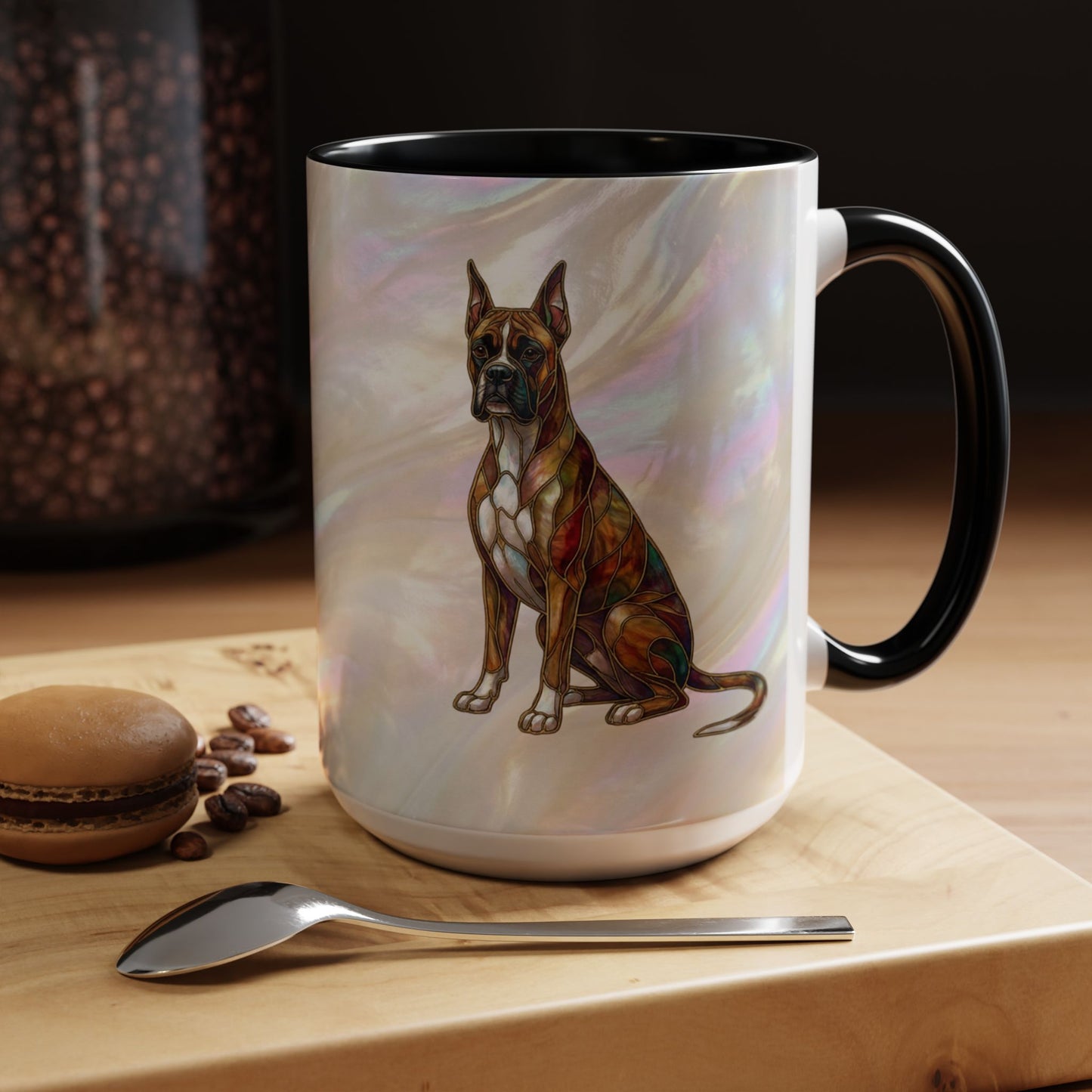 Boxer Accent Coffee Mug -Stained Glass Style (11/15oz) - 14621