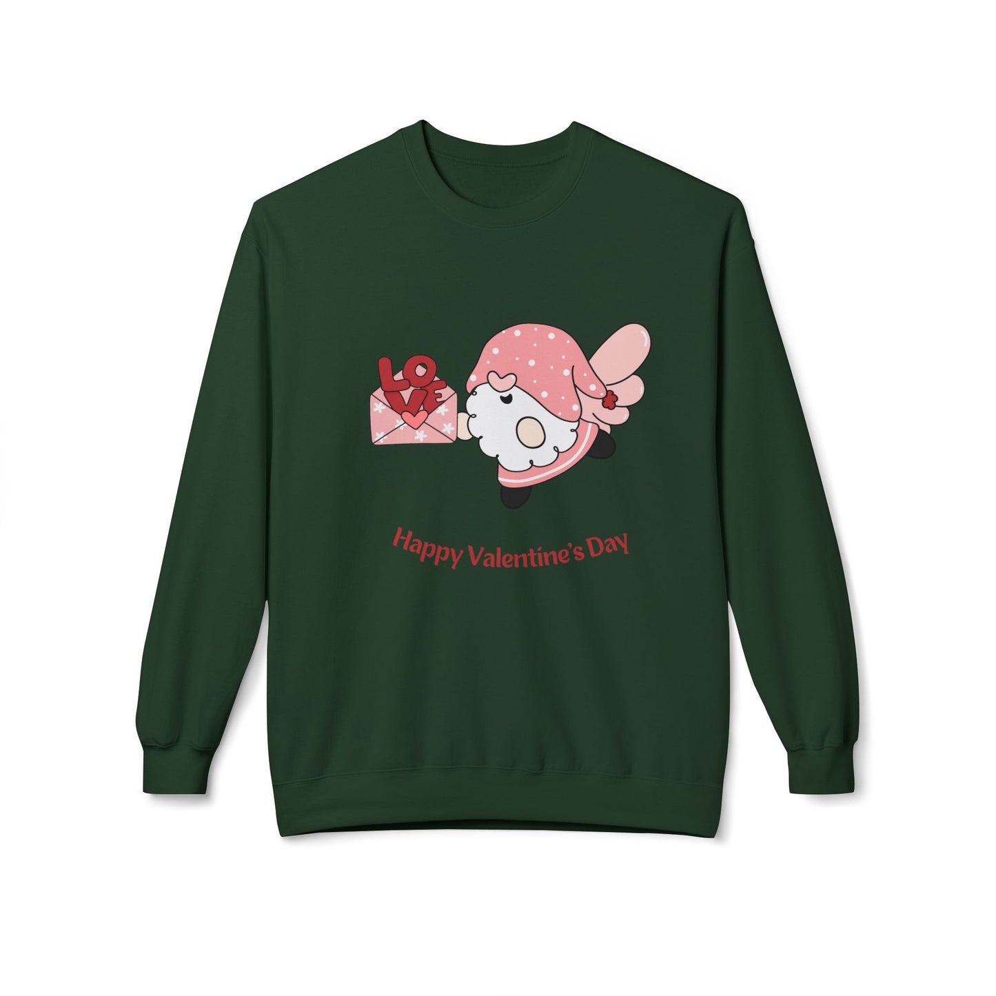 Gnome, Happy Valentine's Day - Unisex Midweight Softstyle Fleece Crewneck Sweatshirt - 11349