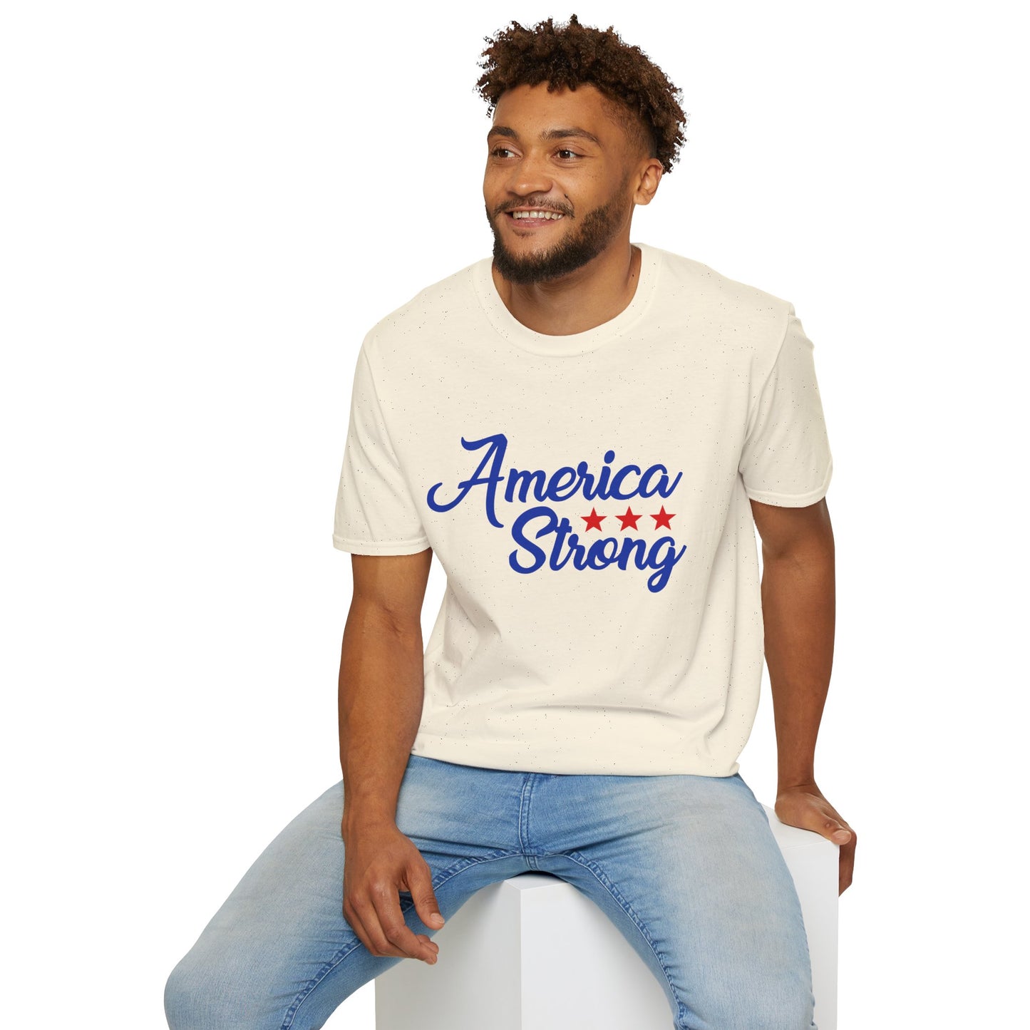 America Strong Unisex Softstyle T-Shirt - Patriotic Tee for BBQs, Memorial Day, 4th of July, Gift for Him/Her, Casual Wear - 13694