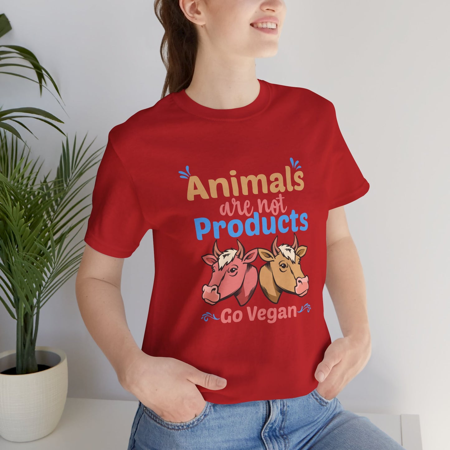 Vegan: Animals Are Not Products, Go Vegan - Unisex Jersey Short Sleeve Tee - 12353