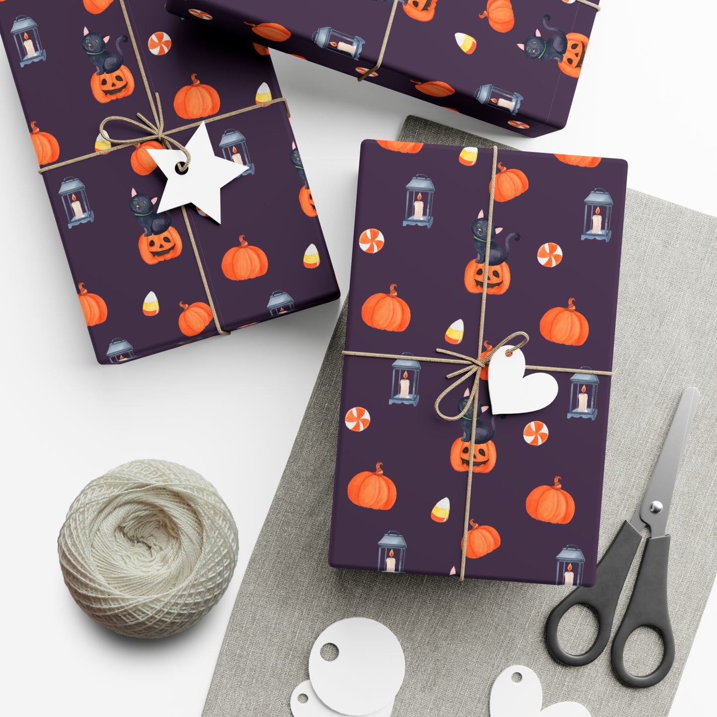 Pumpkin With A Black Cat - Gift Wrap Papers