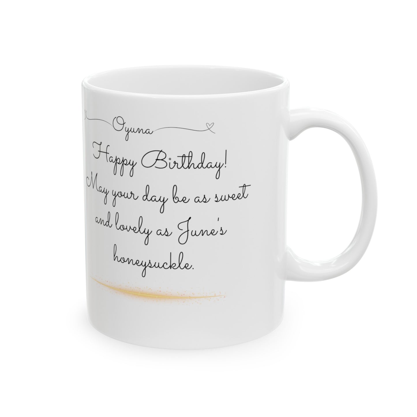 Happy Birthday, June, Honeysuckle, Customized Ceramic Mug, (11oz, 15oz)