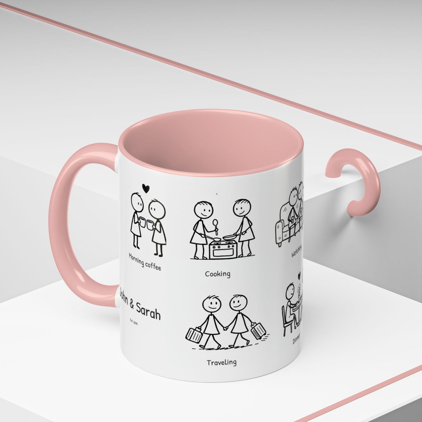 Our Favorite Things to Do Valentine’s Mug – Cozy Couples Illustrated Accent Coffee Mug - 14705