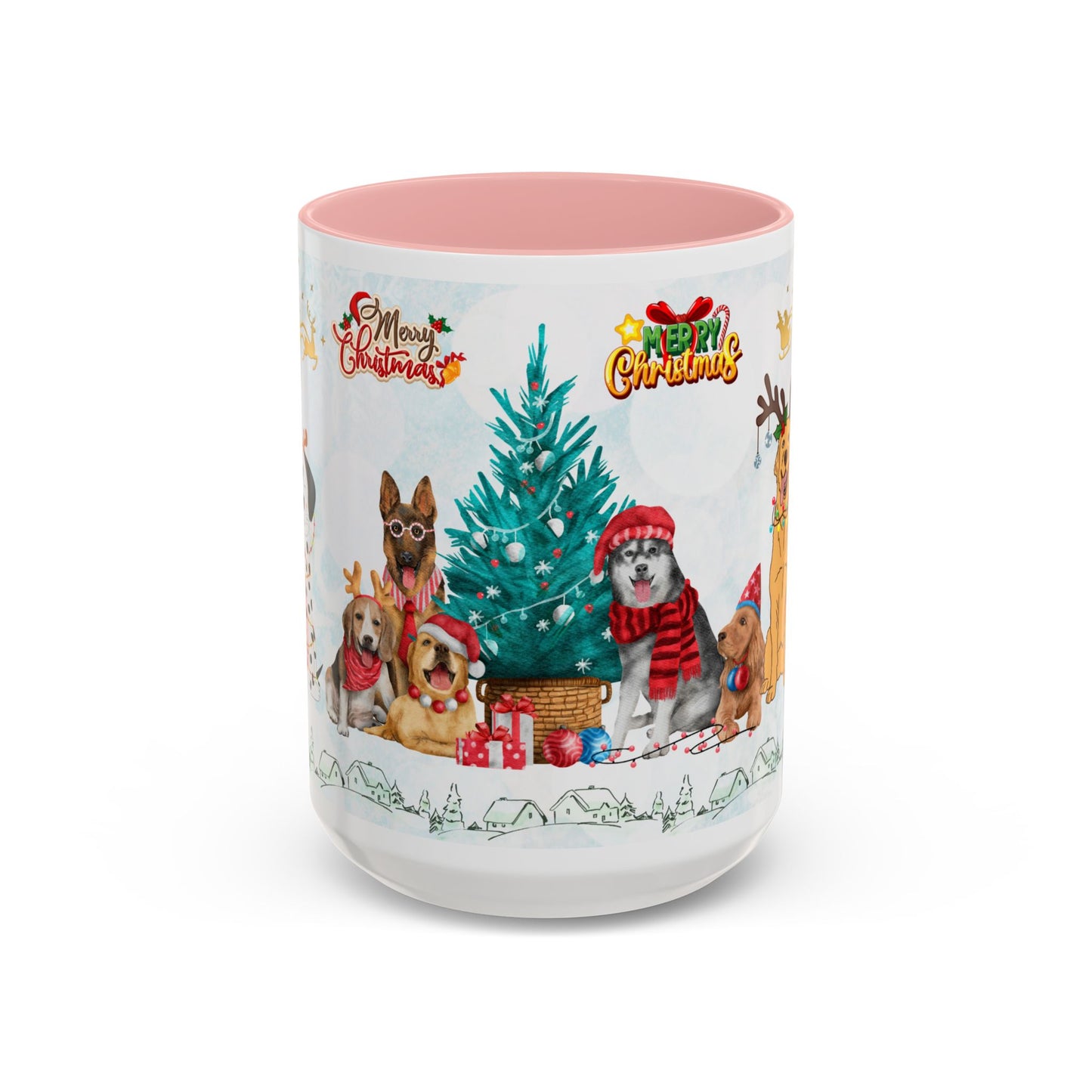 Merry Christmas Dogs - Accent Coffee Mug (11, 15oz)