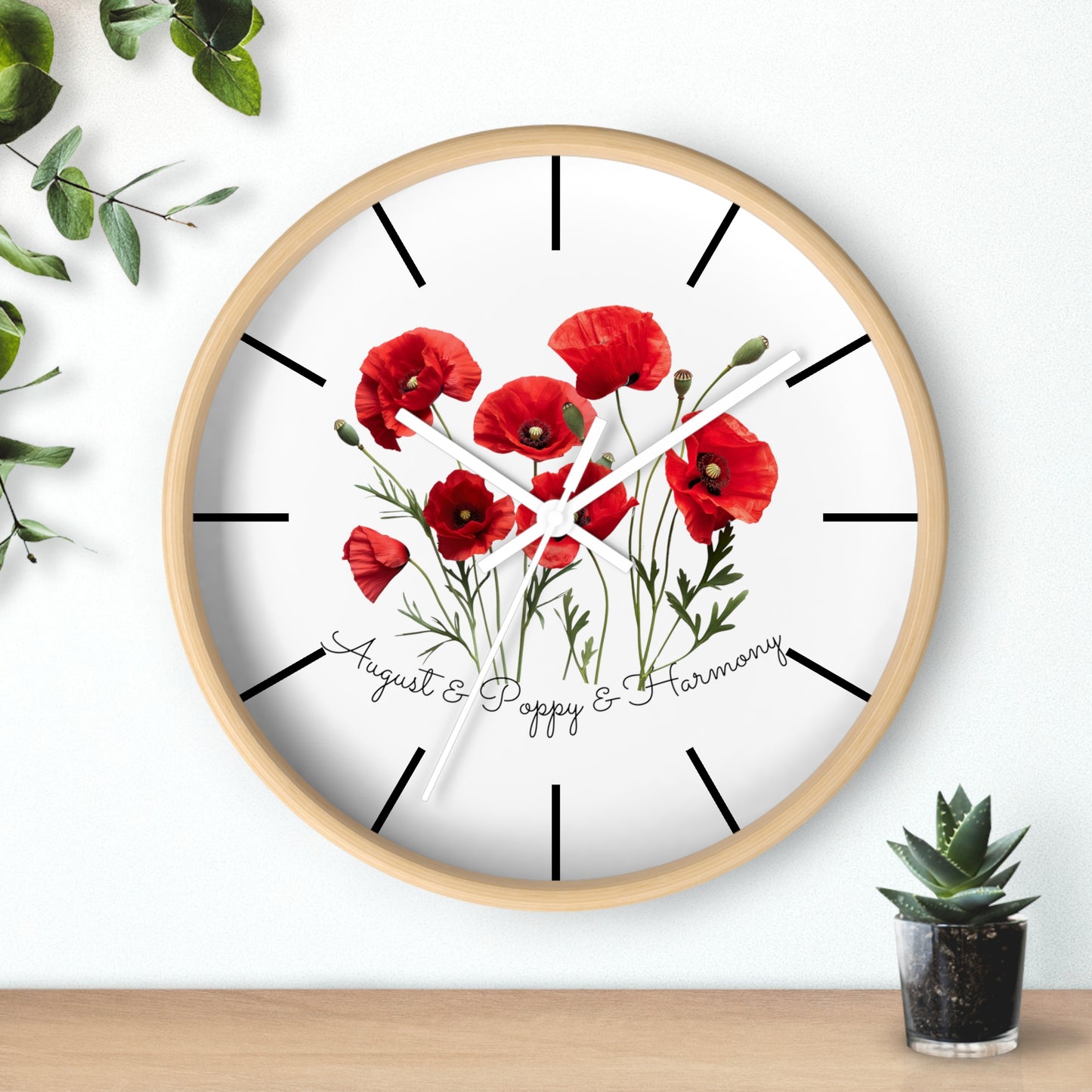 Happy Birthday August, Poppy - Wall Clock