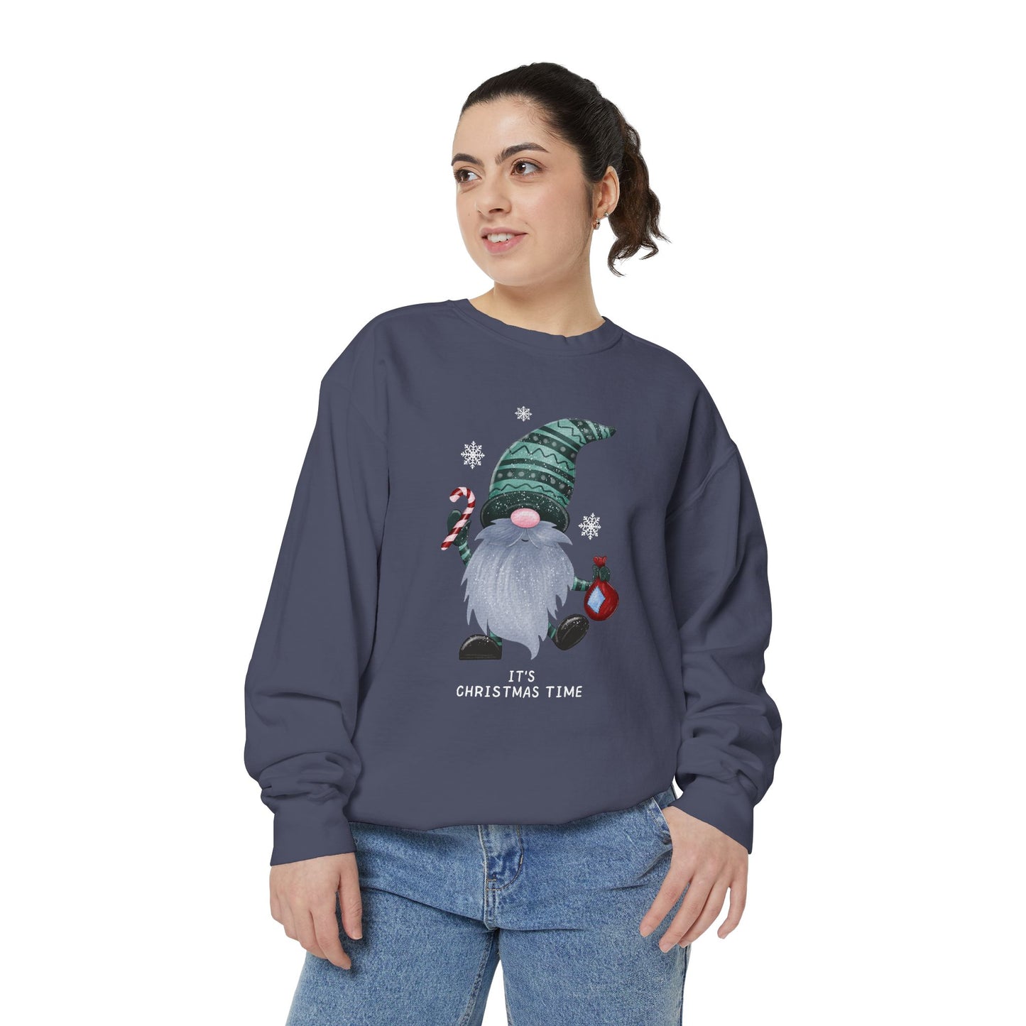 Gnome, It's Christmas Time - Unisex Garment Dyed Sweatshirt - 10507