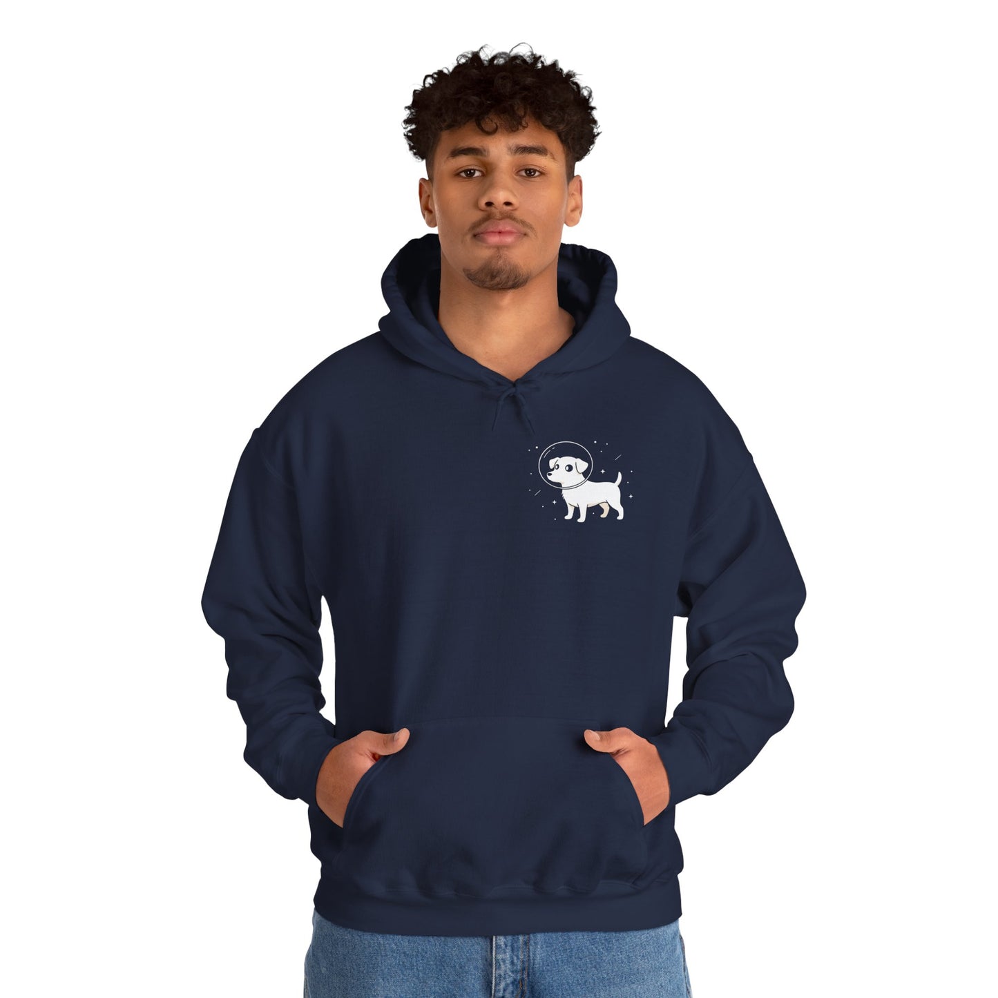 Dog in Space Hoodie – Space Puppy Graphic Hooded Sweatshirt, Unisex Heavy Blend™ - 14679