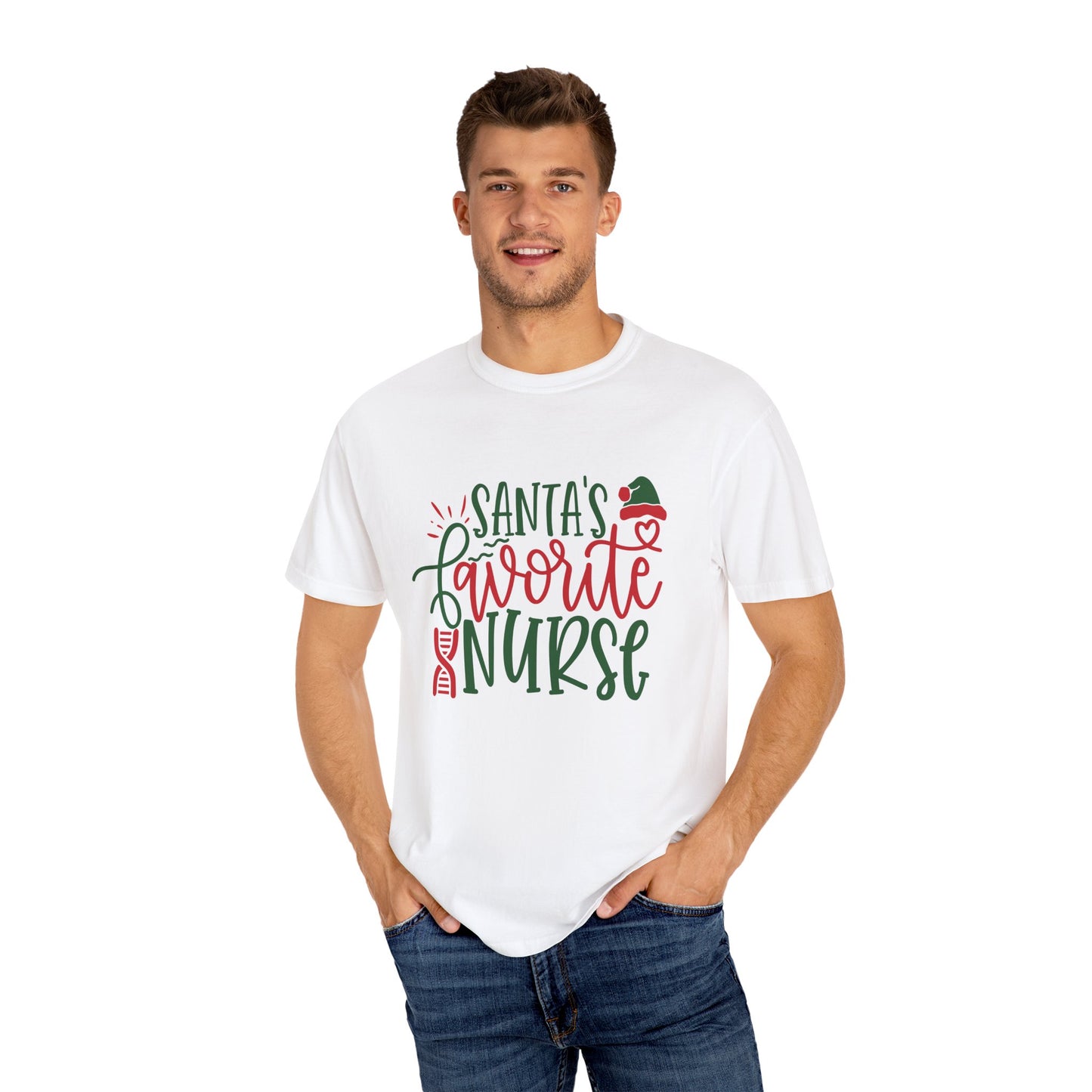 Santa's Favorite Nurse - Unisex Garment-Dyed T-shirt - 10352