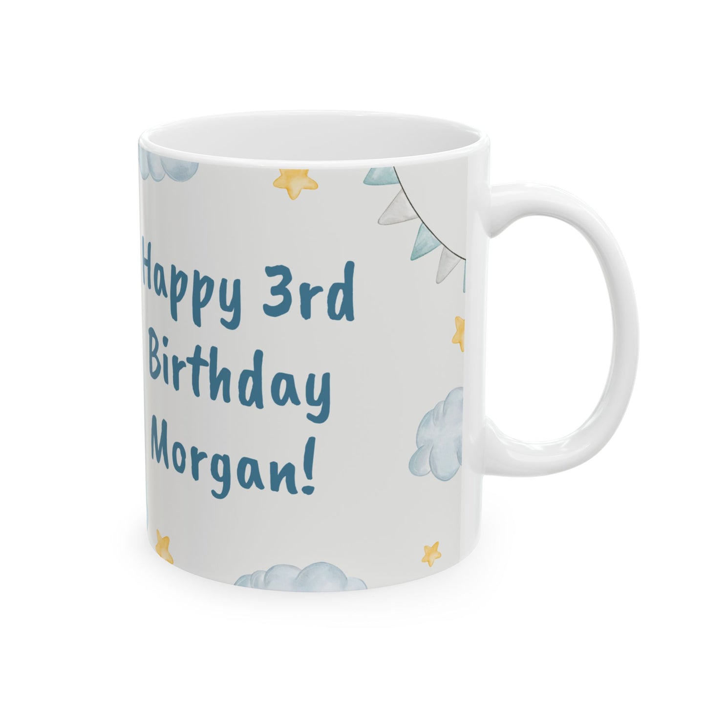 Happy Birthday Elephant Ceramic Mug | Custom Gift For Kids, Cute Animal Mug, Kids Birthday - 13954