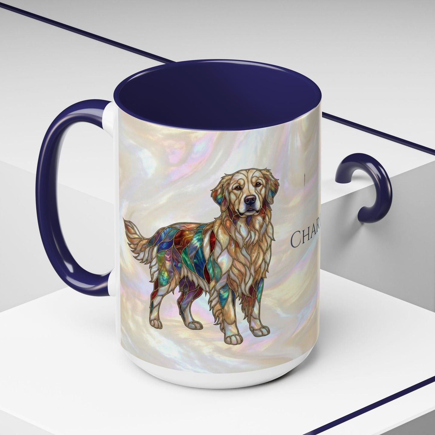 Personalized Golden Retriever Coffee Mug - Stained Glass Design 11/15oz - 14534