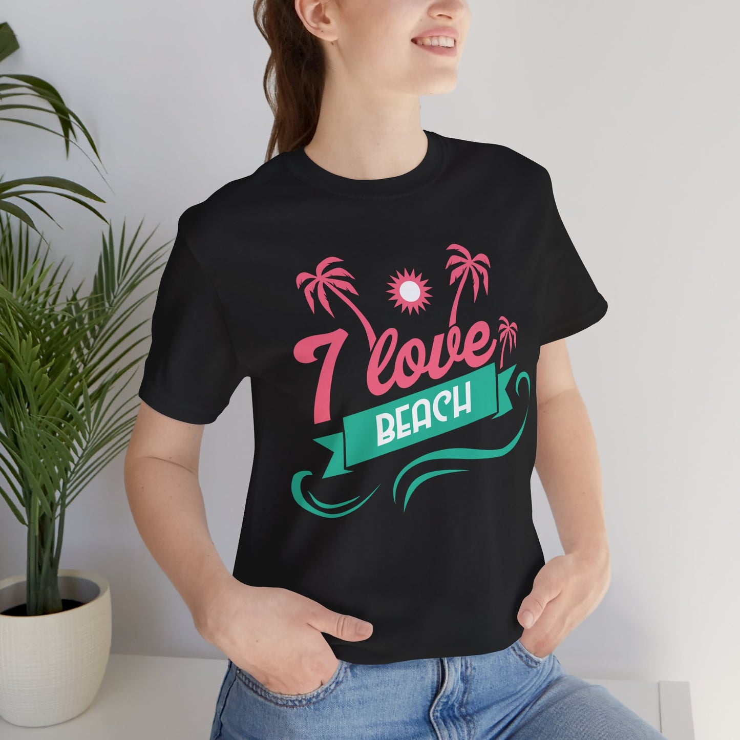 I Love Beach - Unisex Jersey Short Sleeve Tee - 13173
