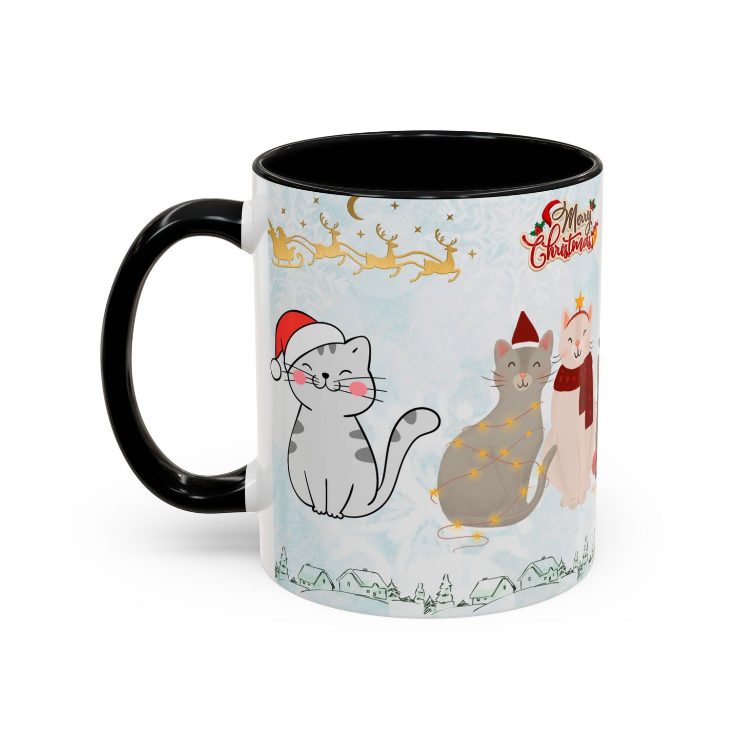 Merry Christmas, Cats - Accent Coffee Mug (11, 15oz)