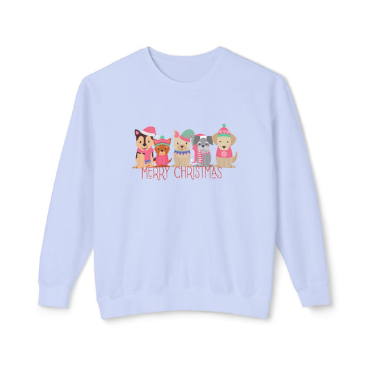 Puppies, Merry Christmas - Unisex Lightweight Crewneck Sweatshirt - 10267