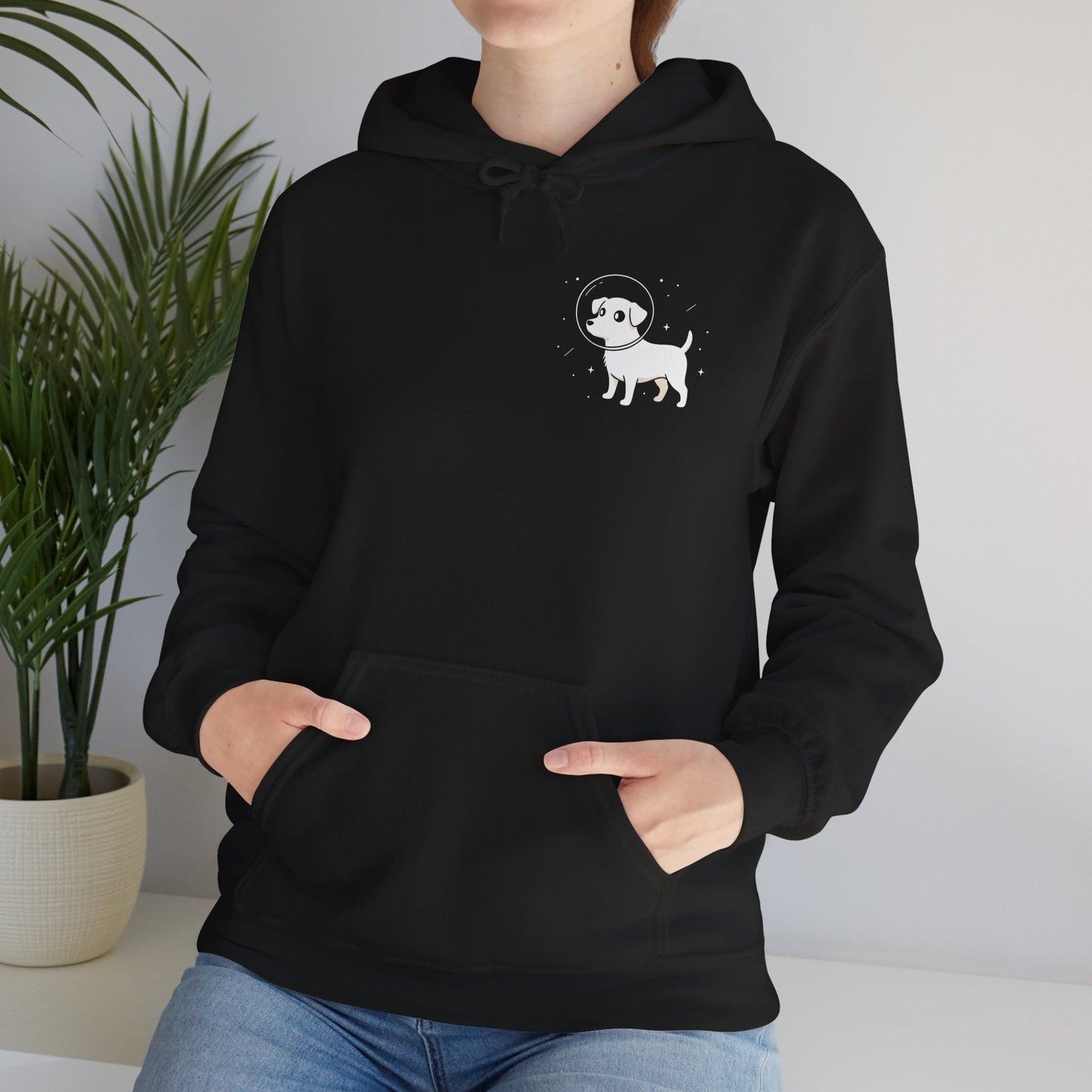 Dog in Space Hoodie – Space Puppy Graphic Hooded Sweatshirt, Unisex Heavy Blend™ - 14679