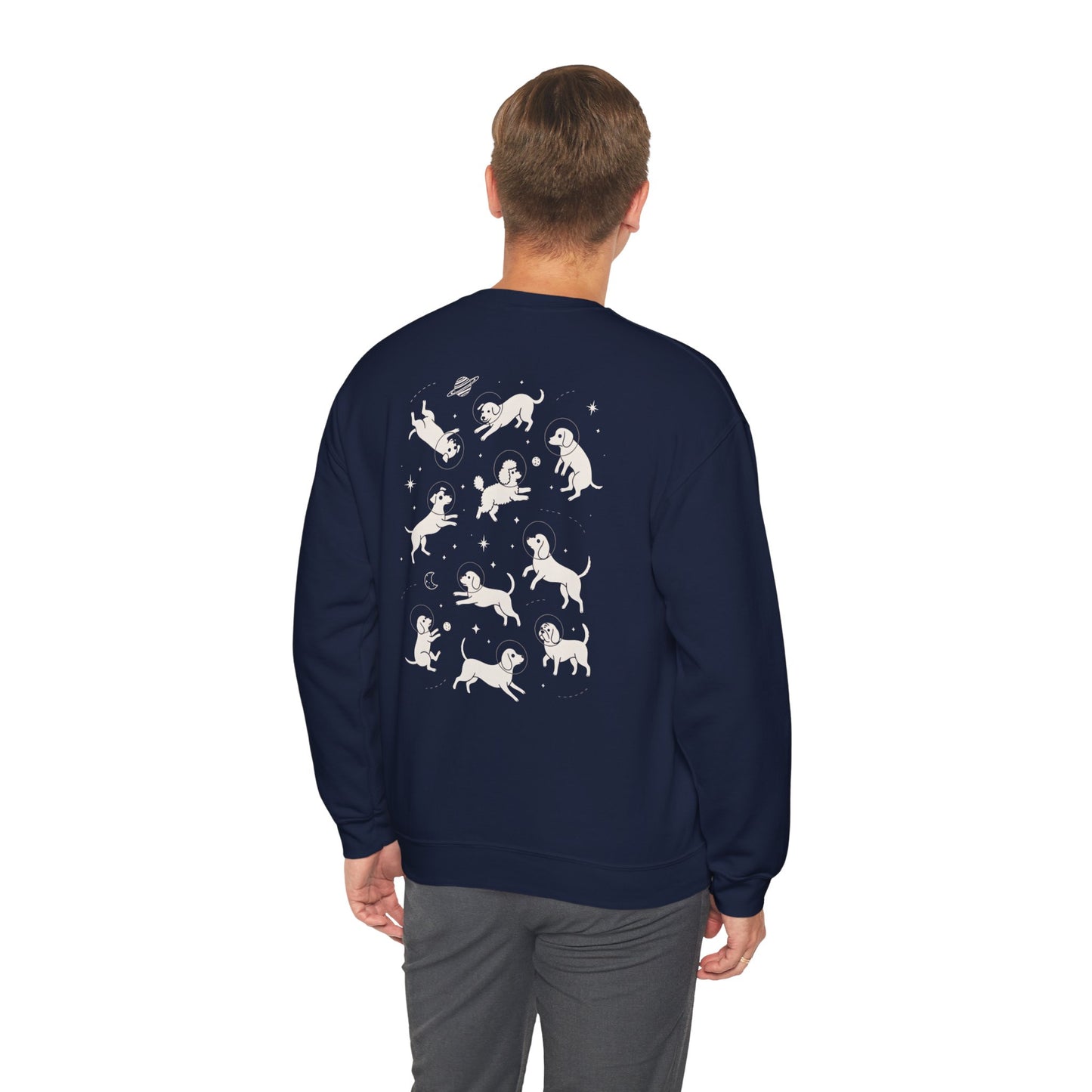 Dog in Space Crewneck Sweatshirt – Space Puppy Graphic Pullover - 14678