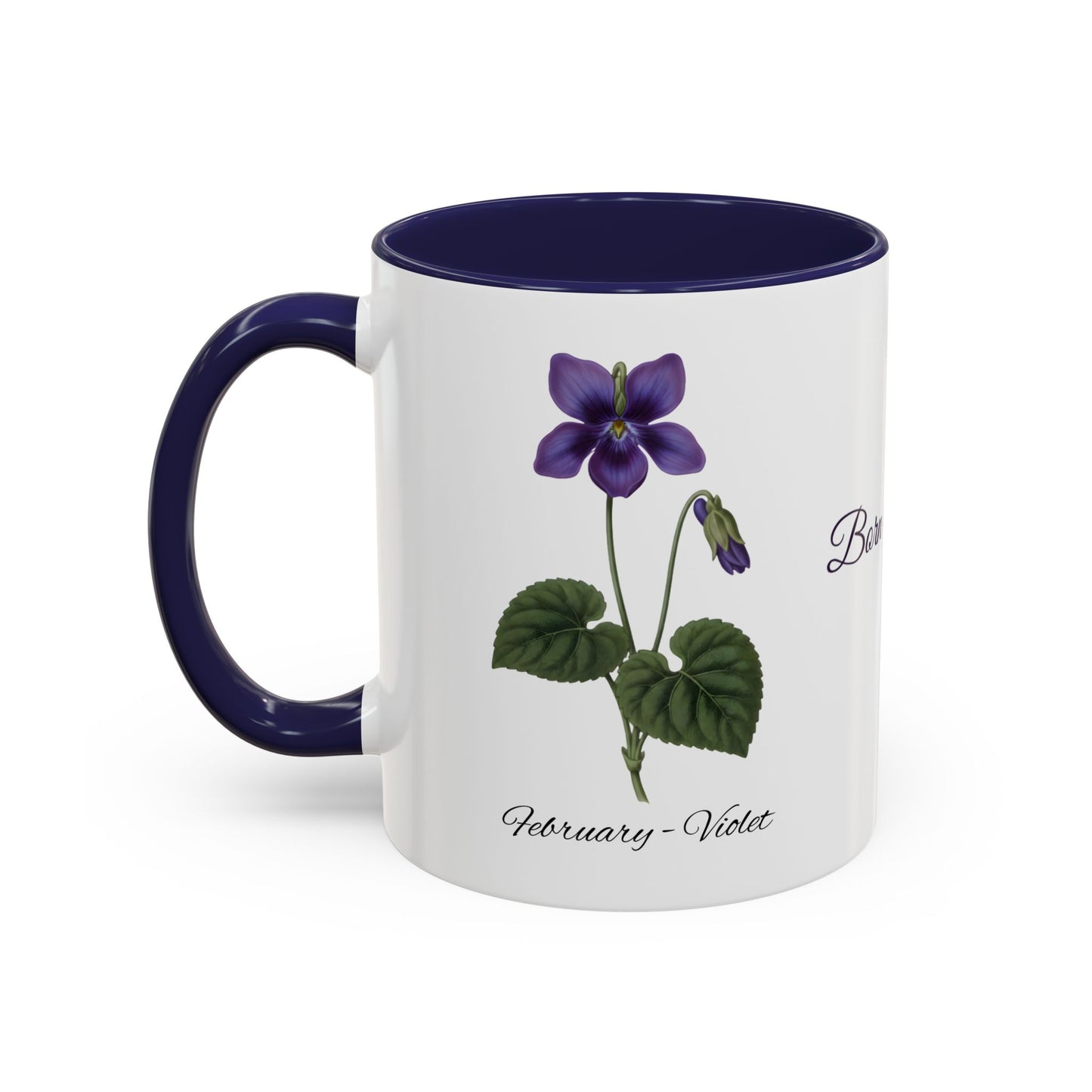 February Birth Flower Violet Mug – Personalized Name Coffee Cup - 14695