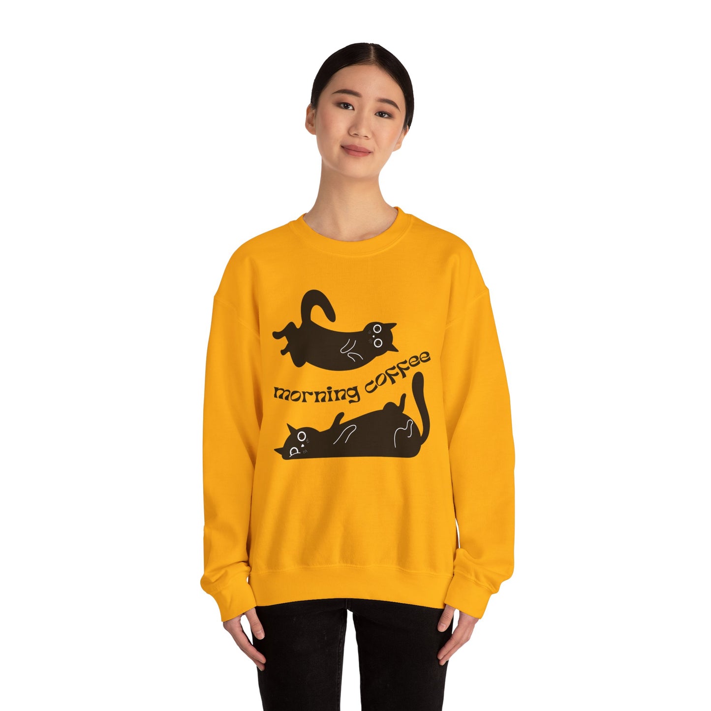 Black Cats, Morning Coffee - Unisex Heavy Blend™ Crewneck Sweatshirt - 11325