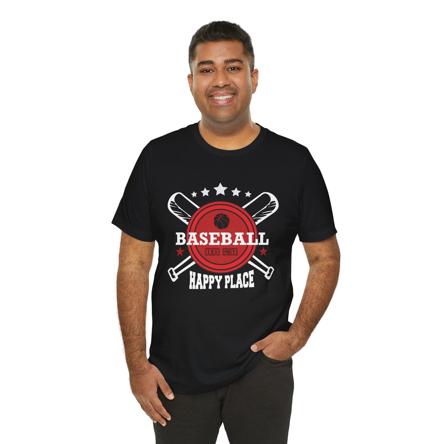 Baseball: Happy Place - Unisex Jersey Short Sleeve Tee - 13912