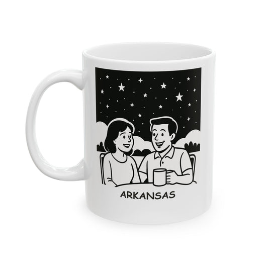 "Arkansas: Where the stars shine brighter and the conversations last longer." Ceramic Mug - 13325