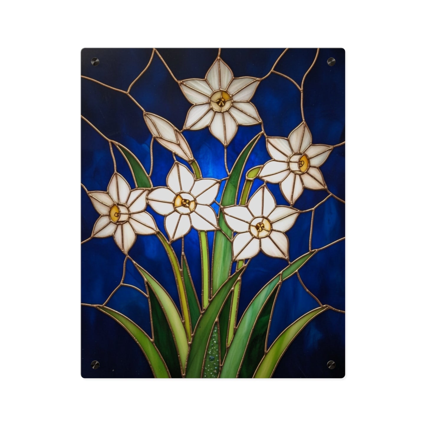Whitepaper Narcissus Acrylic Wall Art Panel — (Floral Modern Decorative Plaque) - 14598