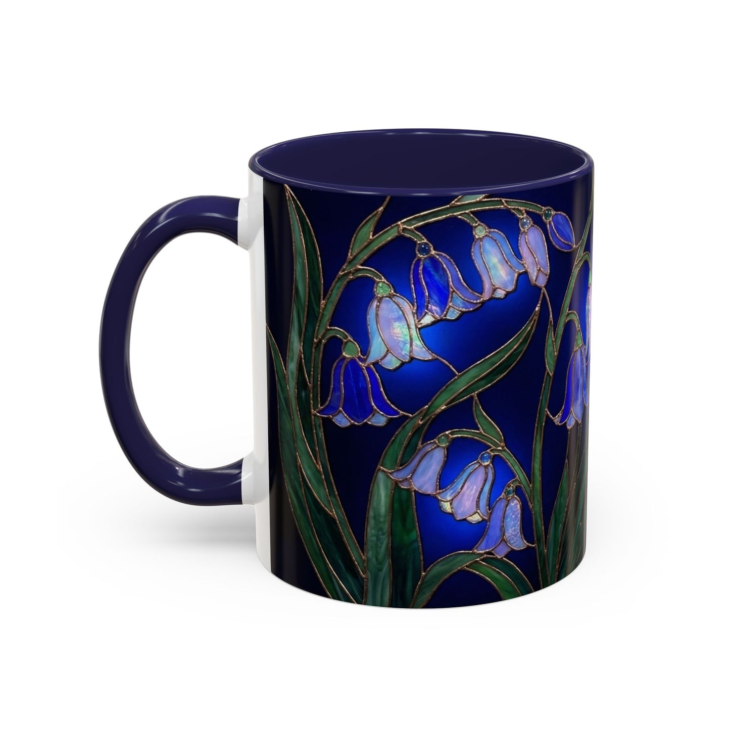 Bluebell Floral Coffee Mug – Stained Glass Design (11/15oz) - 14548